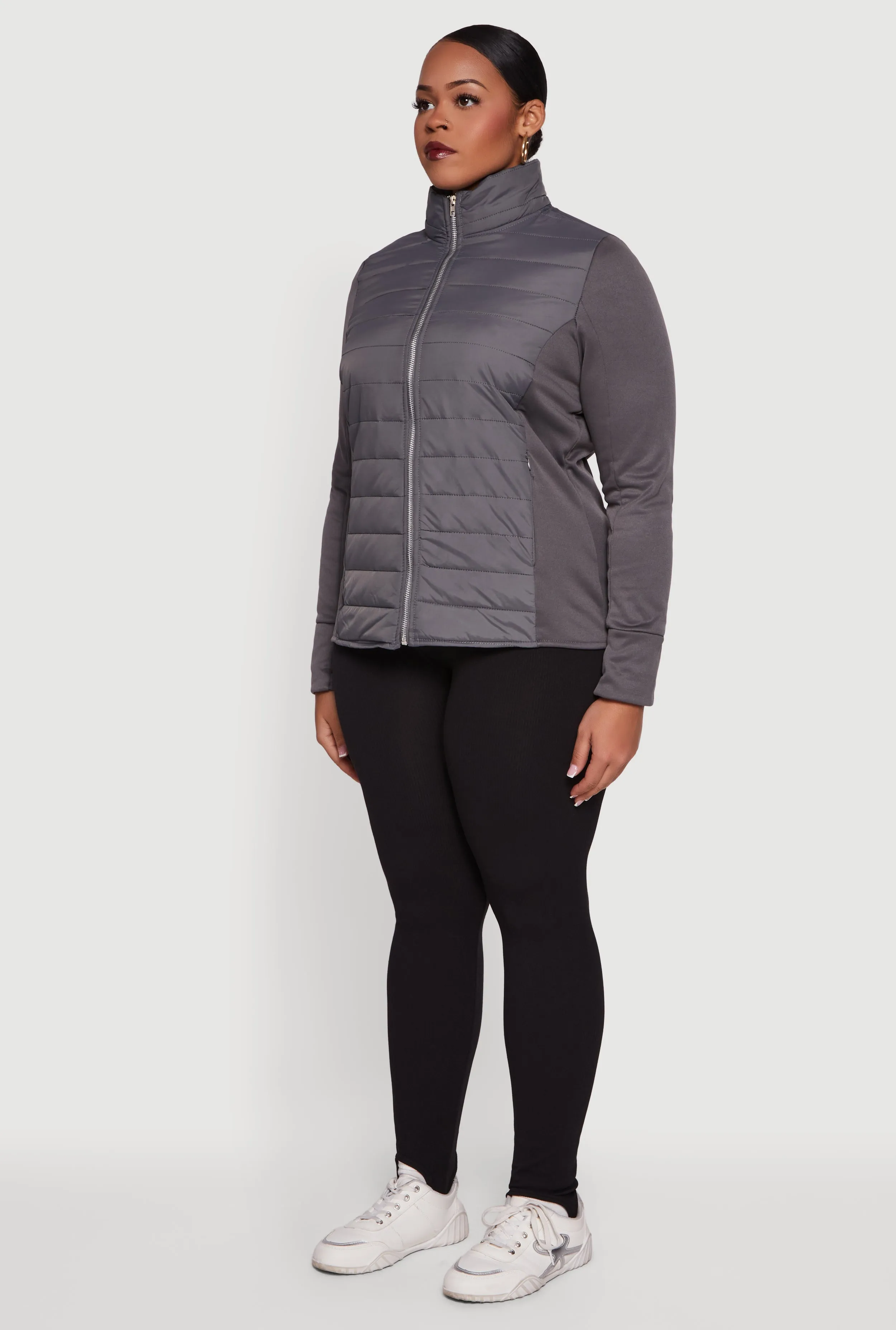 Plus Size Mock Neck Zip Front Puffer Jacket sold by Rainbow product image thumbnail 5