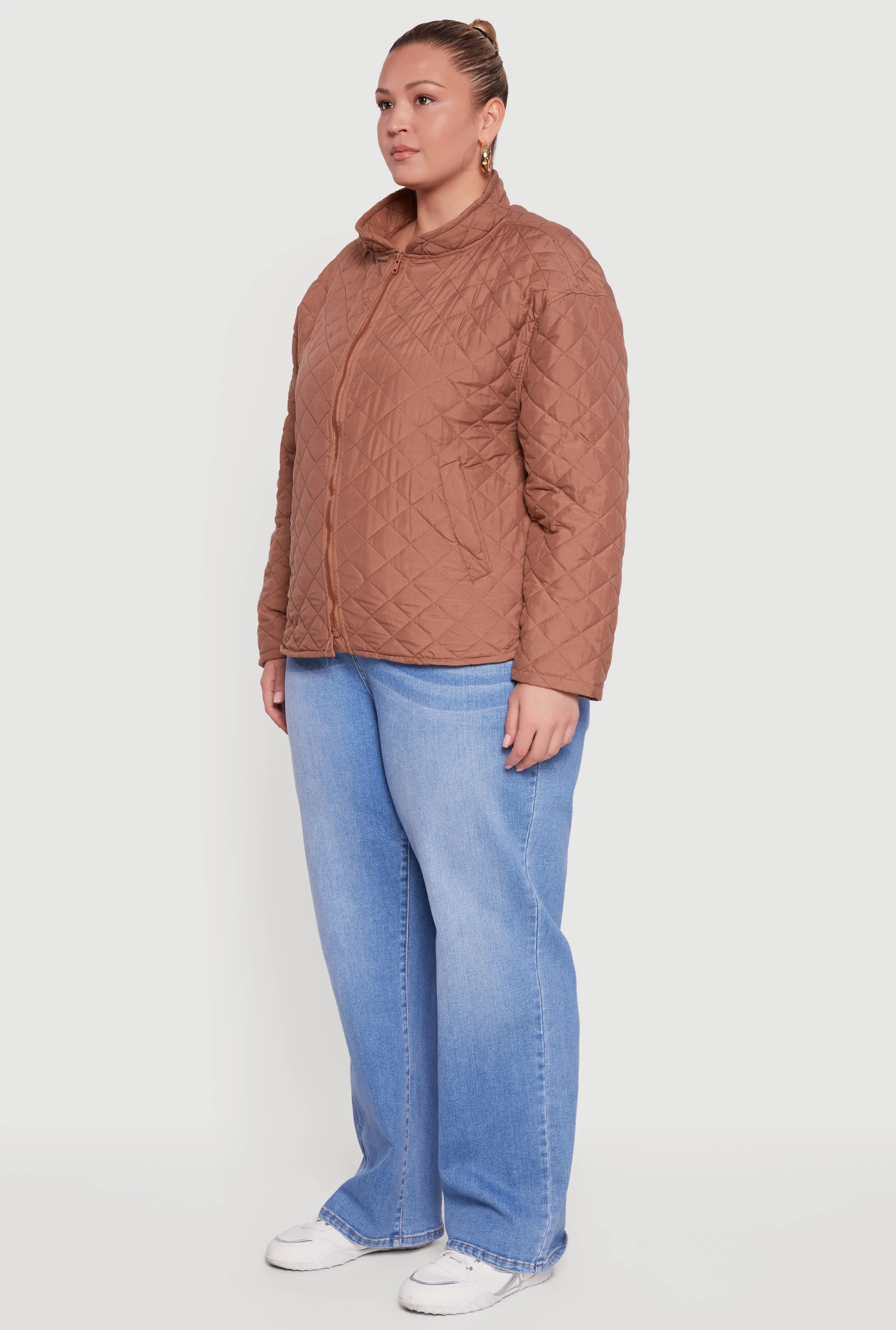 Plus Size Long Sleeve Zip Front Quilted Puffer Jacket sold by Rainbow product image thumbnail 5