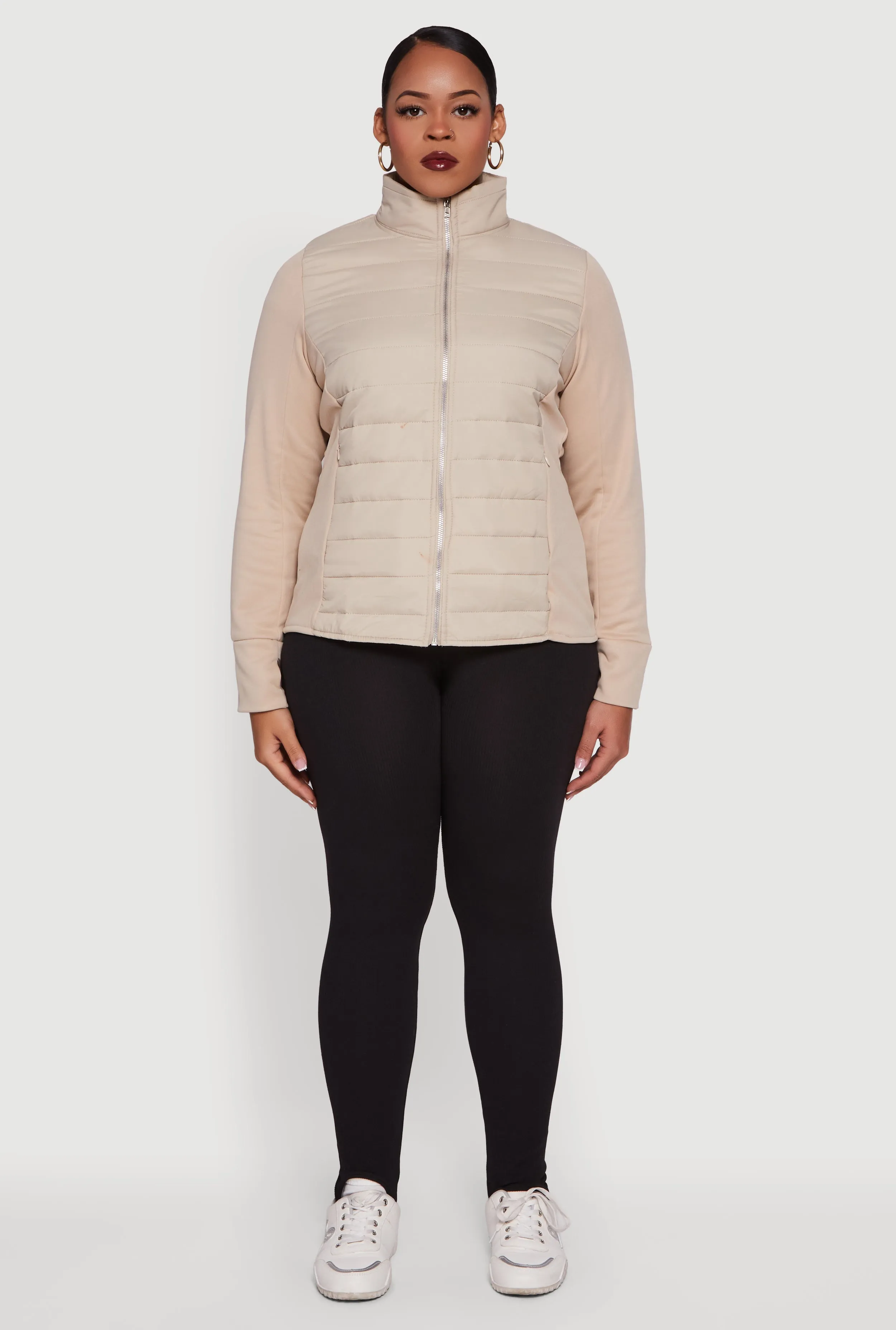 Plus Size Mock Neck Zip Front Puffer Jacket sold by Rainbow product image thumbnail 3