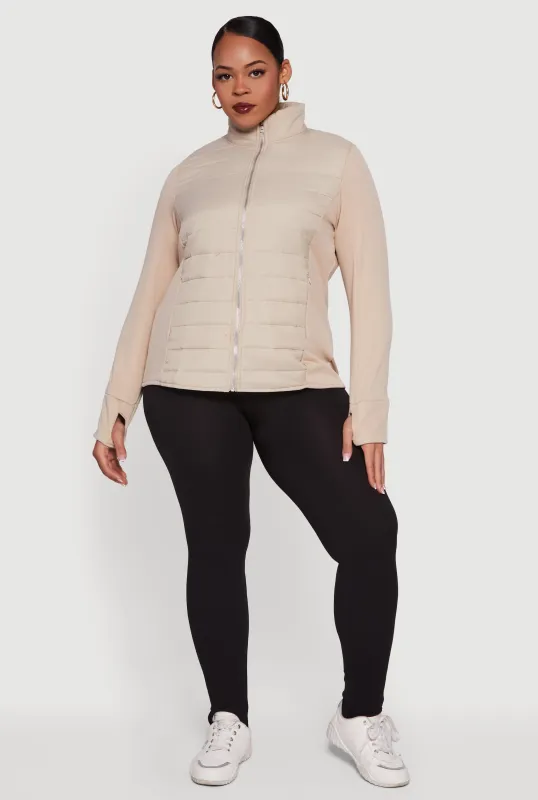 Plus Size Mock Neck Zip Front Puffer Jacket sold by Rainbow