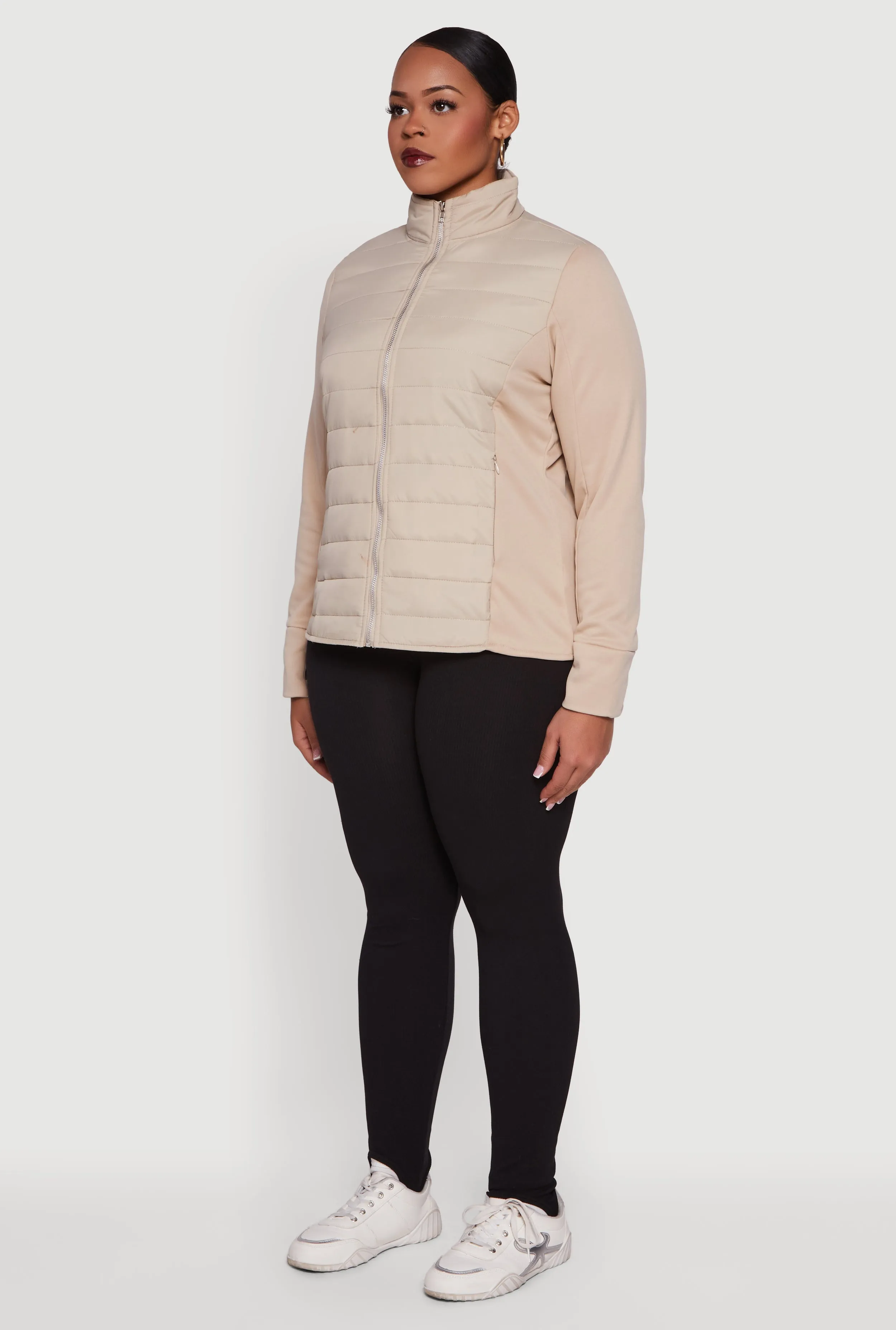 Plus Size Mock Neck Zip Front Puffer Jacket sold by Rainbow product image thumbnail 5