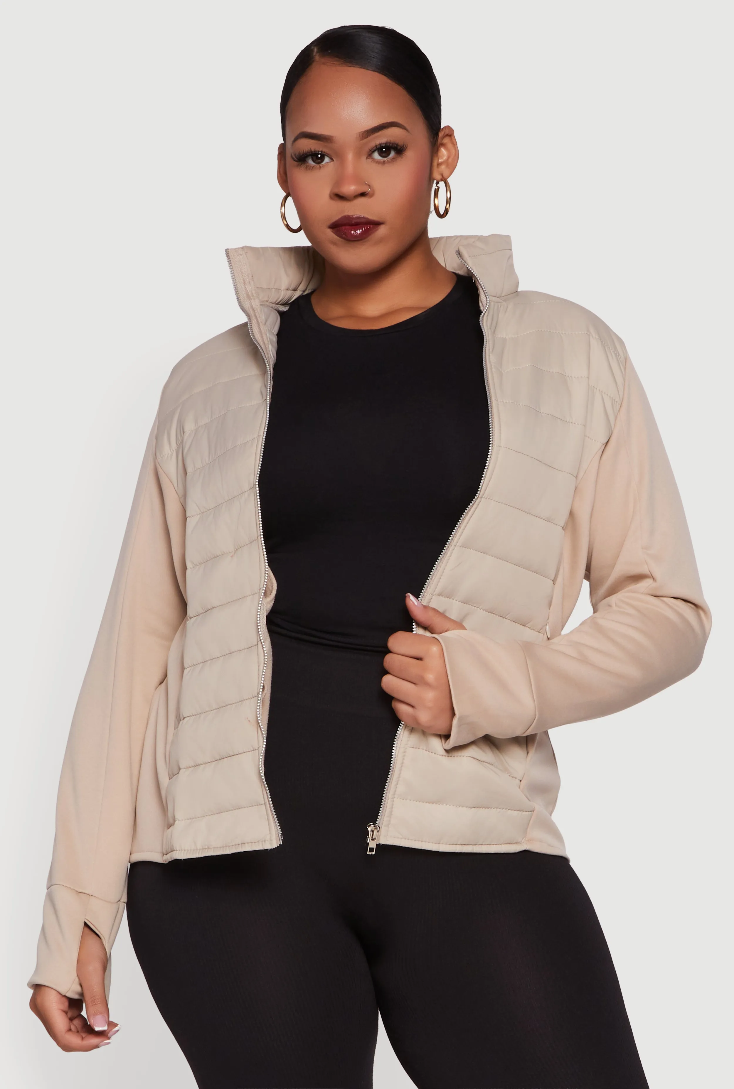 Plus Size Mock Neck Zip Front Puffer Jacket sold by Rainbow product image thumbnail 2