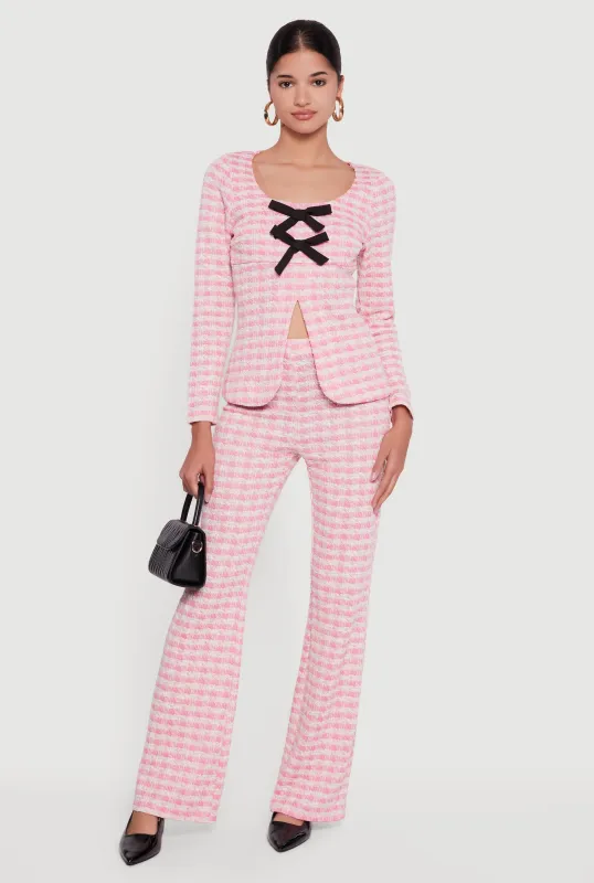 Plaid Tweed High Waisted Flare Dress Pants sold by Rainbow