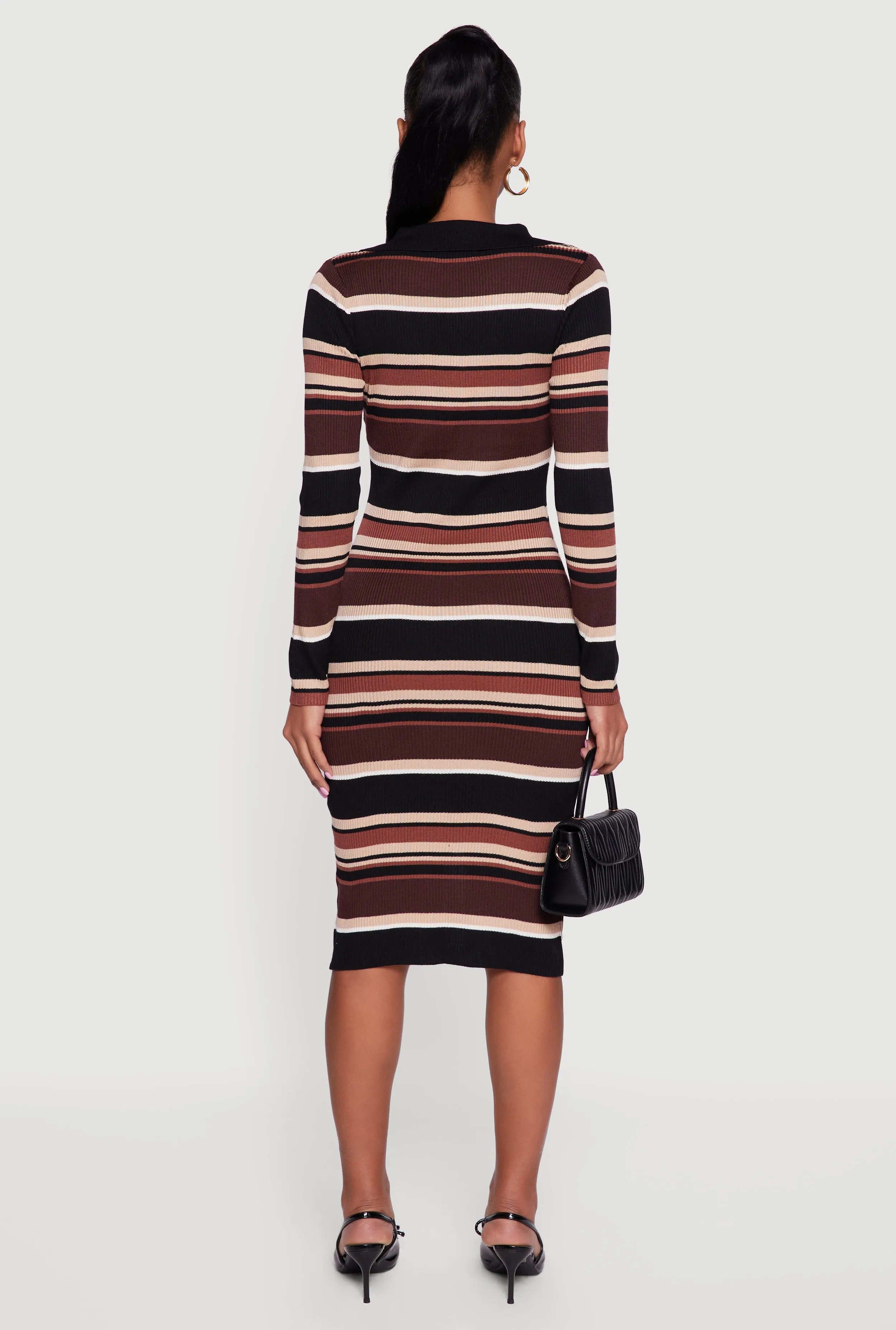 Almost Famous Striped Slit Front Sweater Polo Dress sold by Rainbow product image thumbnail 5