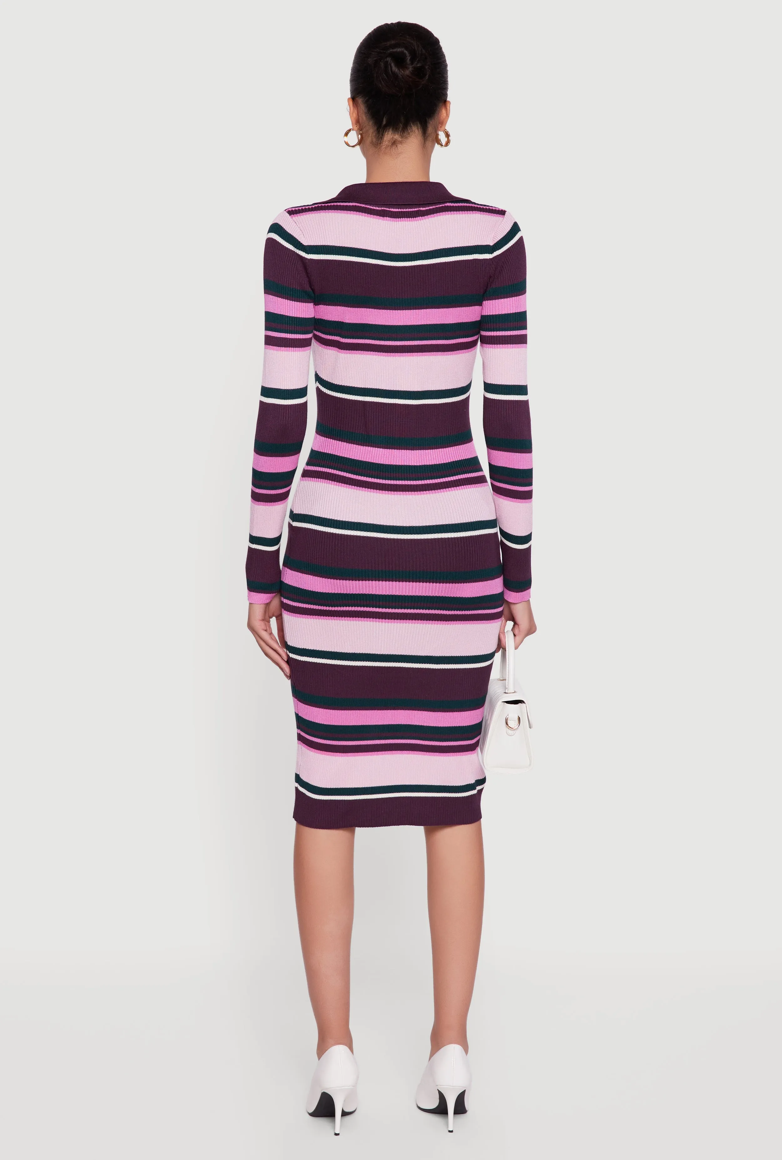 Almost Famous Striped Slit Front Sweater Polo Dress sold by Rainbow product image thumbnail 5