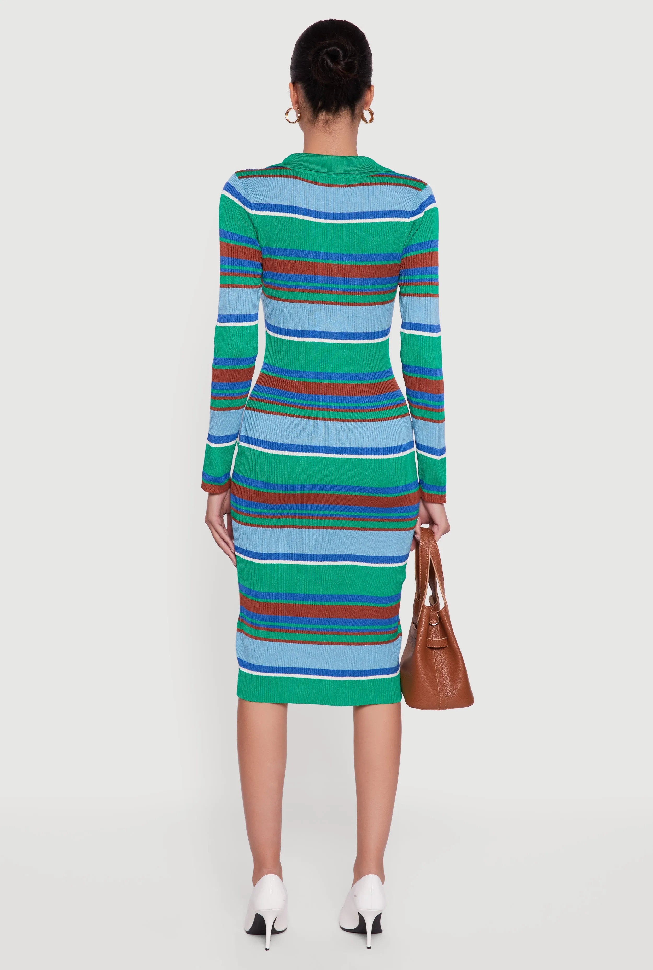 Almost Famous Striped Slit Front Sweater Polo Dress sold by Rainbow product image thumbnail 4
