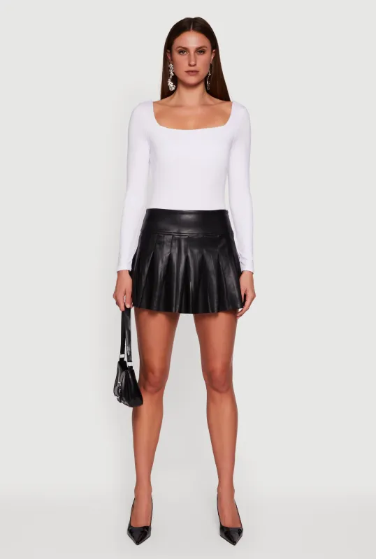 Faux Leather Pleated Mini Skirt sold by Rainbow