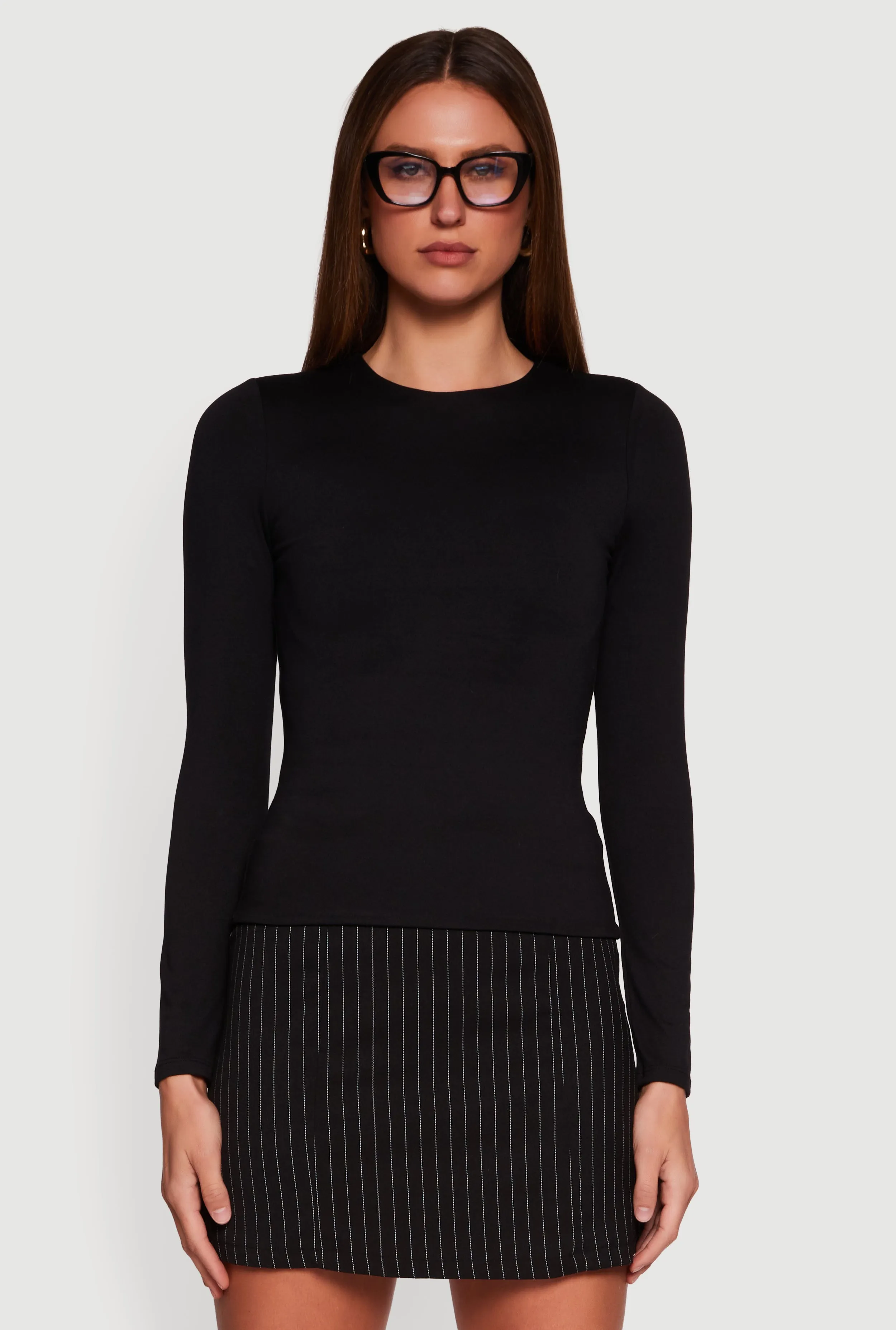 Solid Long Sleeve Crew Neck Tee sold by Rainbow product image thumbnail 2