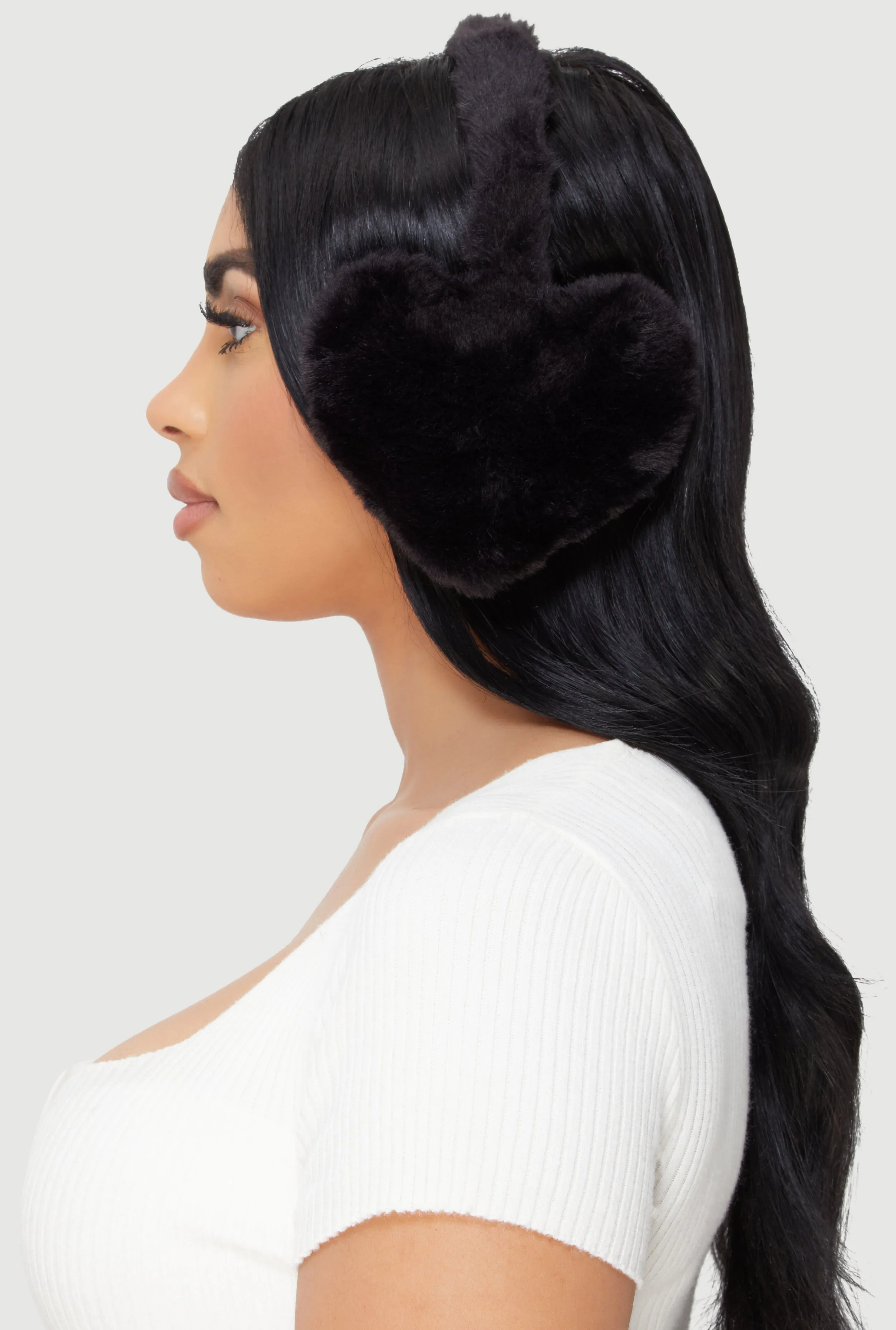 Faux Fur Heart Earmuffs sold by Rainbow product image thumbnail 3