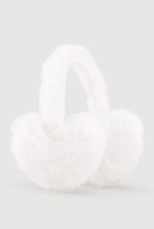 Faux Fur Heart Earmuffs sold by Rainbow