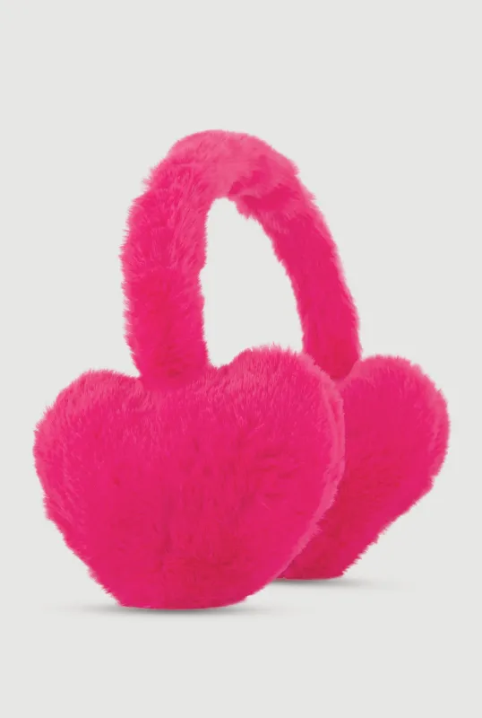 Faux Fur Heart Earmuffs sold by Rainbow