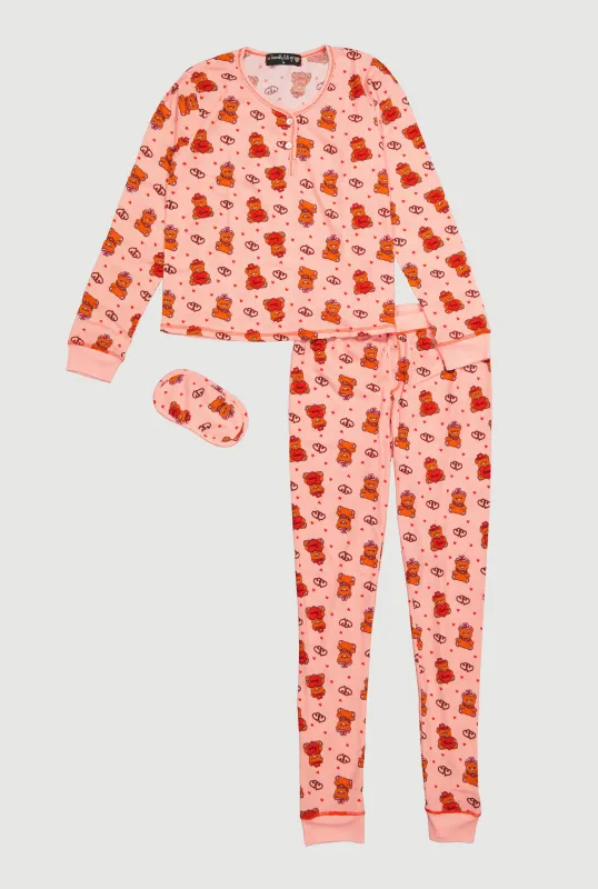 Waffle Knit Thermal Teddy Bear Pajama Gift Set sold by Rainbow