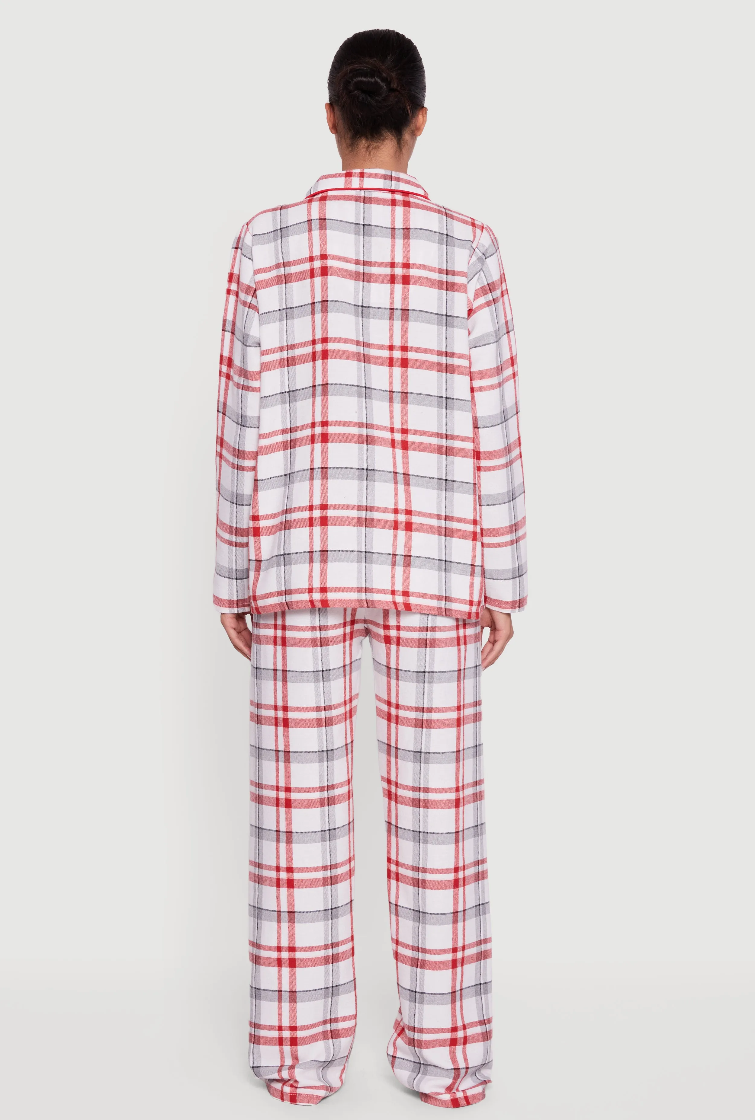 Plaid Button Front Flannel Pajama Gift Set with Mask sold by Rainbow product image thumbnail 5