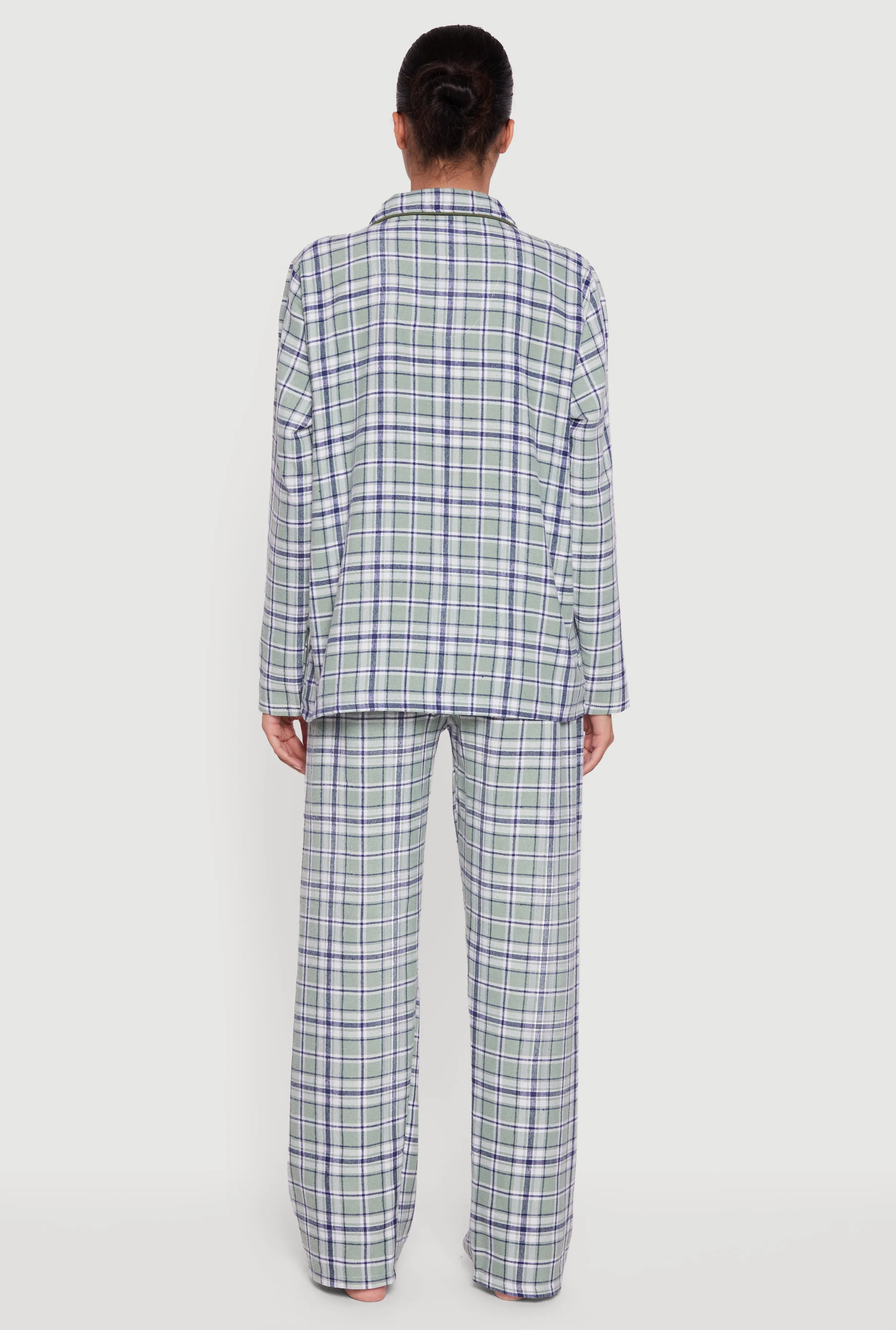 Plaid Button Front Flannel Pajama Gift Set with Mask sold by Rainbow product image thumbnail 5