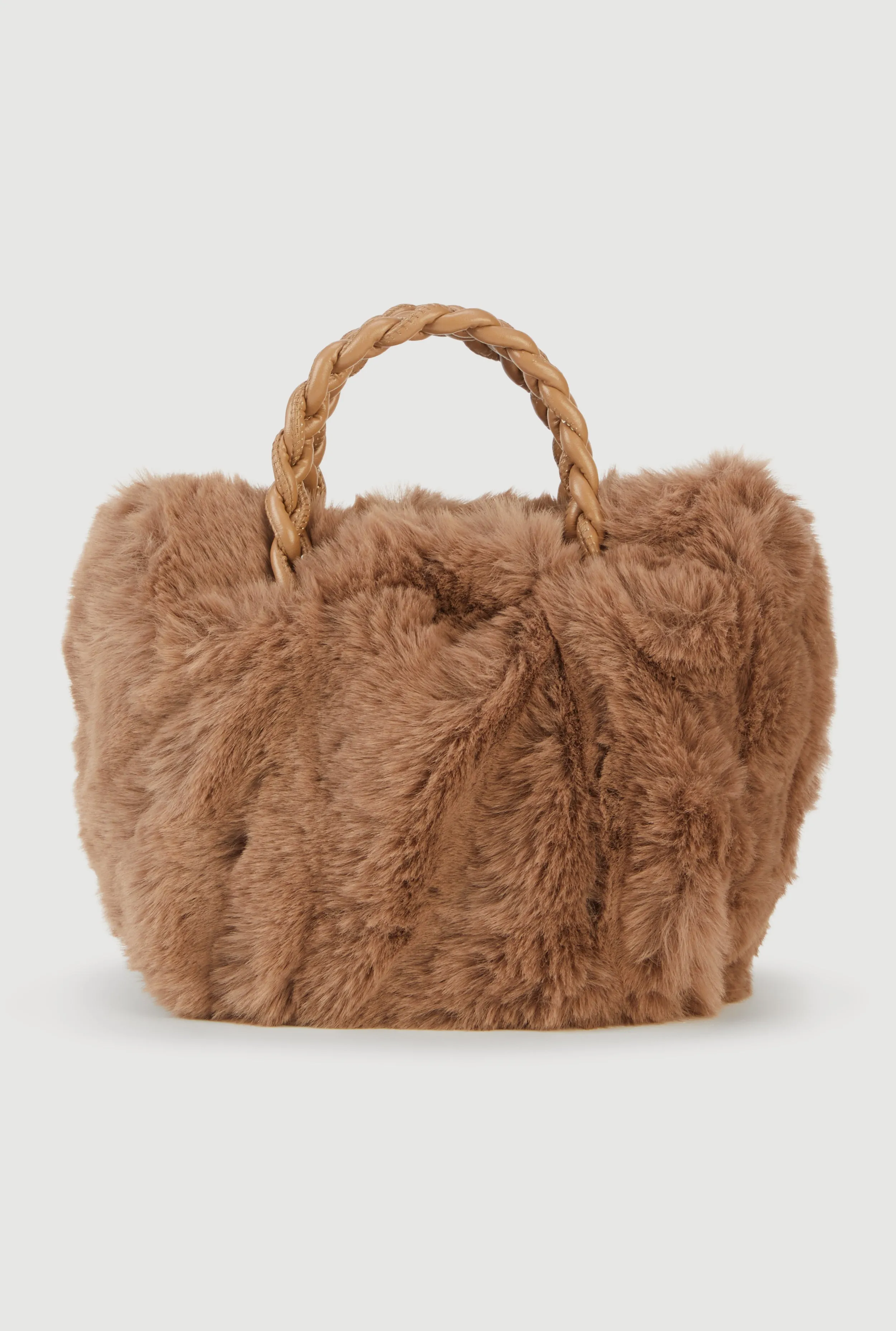 Faux Fur Braided Handle Bag with Adjustable Shoulder Strap sold by Rainbow product image thumbnail 2