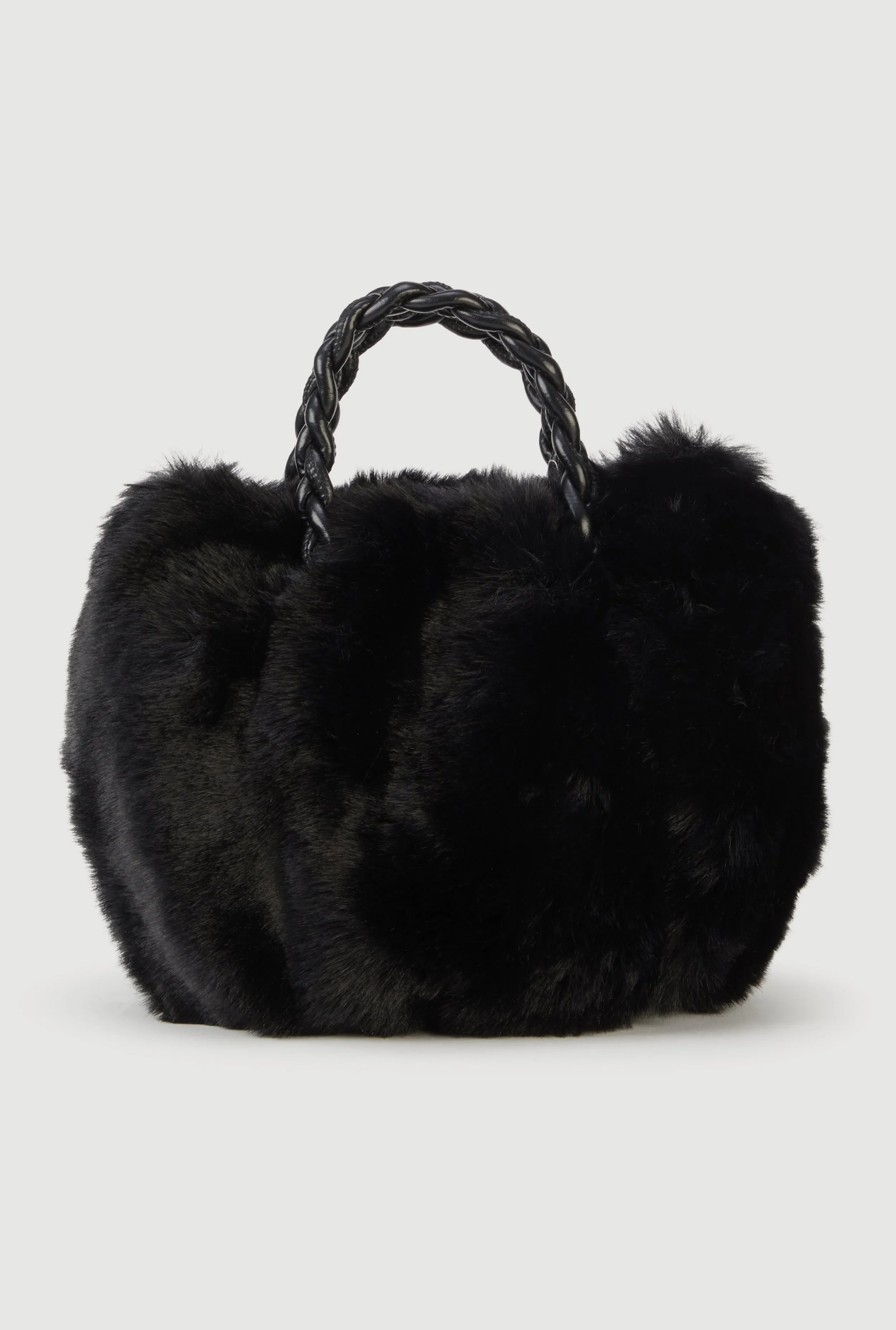 Faux Fur Braided Handle Bag with Adjustable Shoulder Strap sold by Rainbow product image thumbnail 3