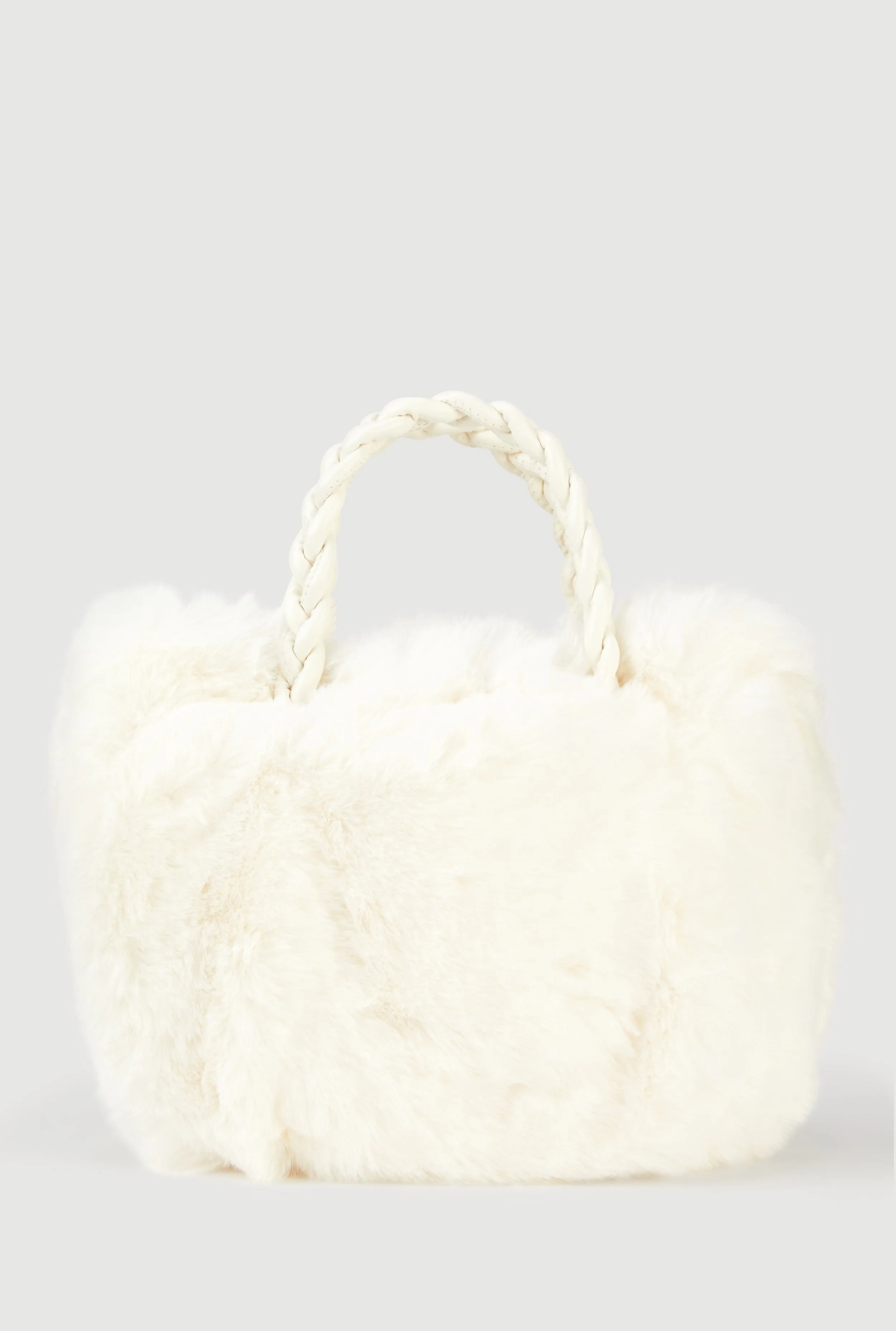Faux Fur Braided Handle Bag with Adjustable Shoulder Strap sold by Rainbow