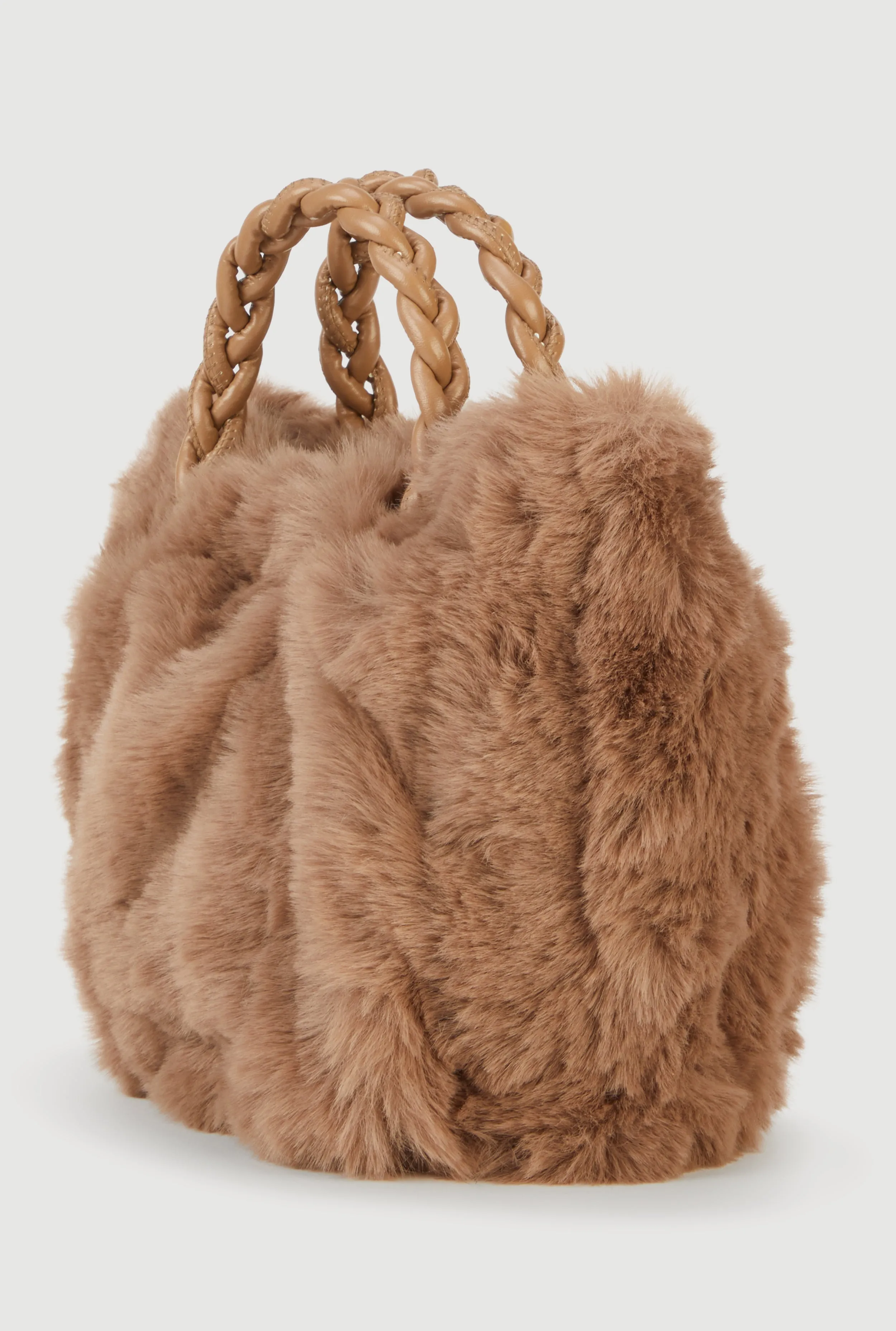 Faux Fur Braided Handle Bag with Adjustable Shoulder Strap sold by Rainbow product image thumbnail 5