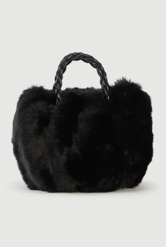 Faux Fur Braided Handle Bag with Adjustable Shoulder Strap sold by Rainbow