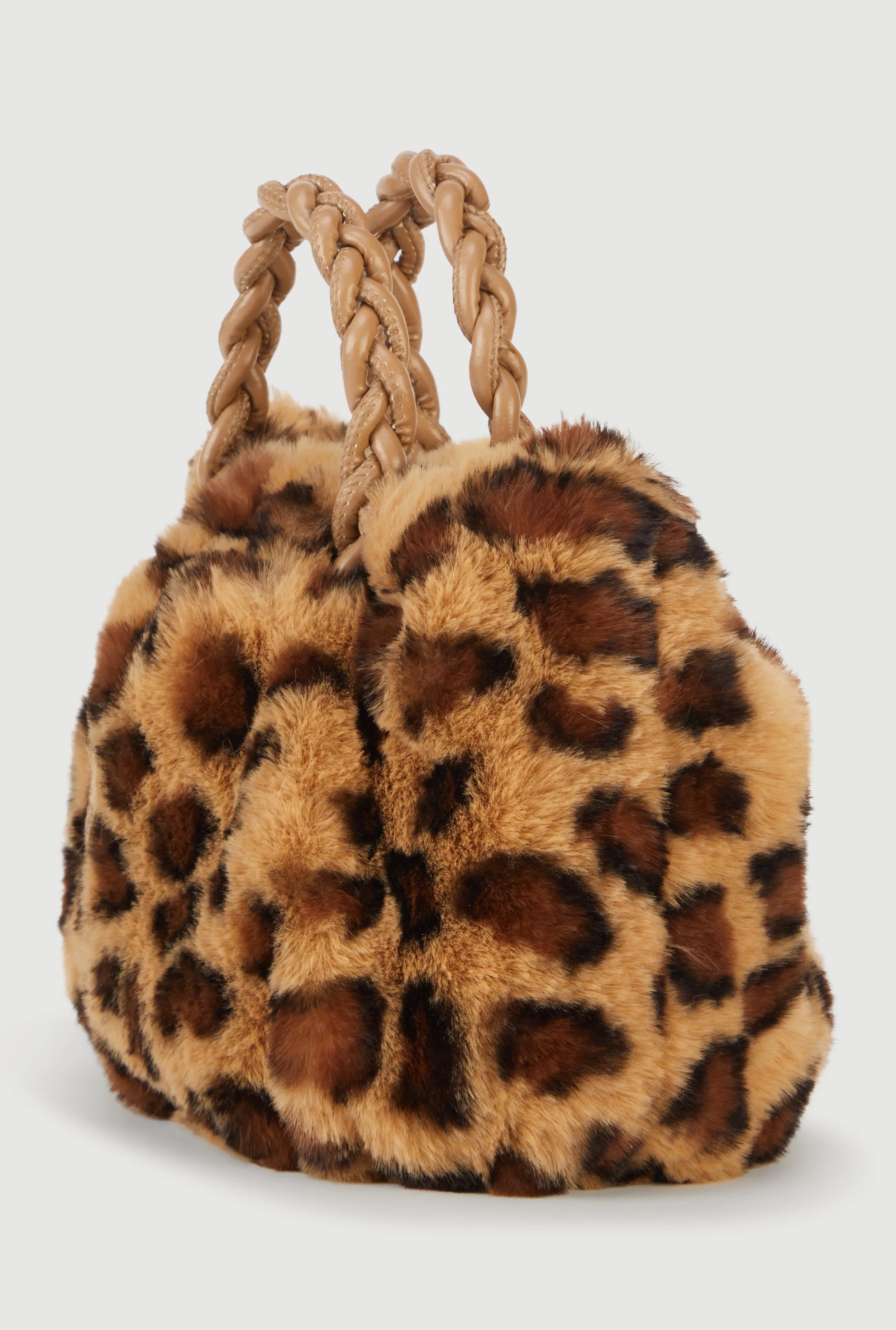 Faux Fur Braided Handle Bag with Adjustable Shoulder Strap sold by Rainbow product image thumbnail 5