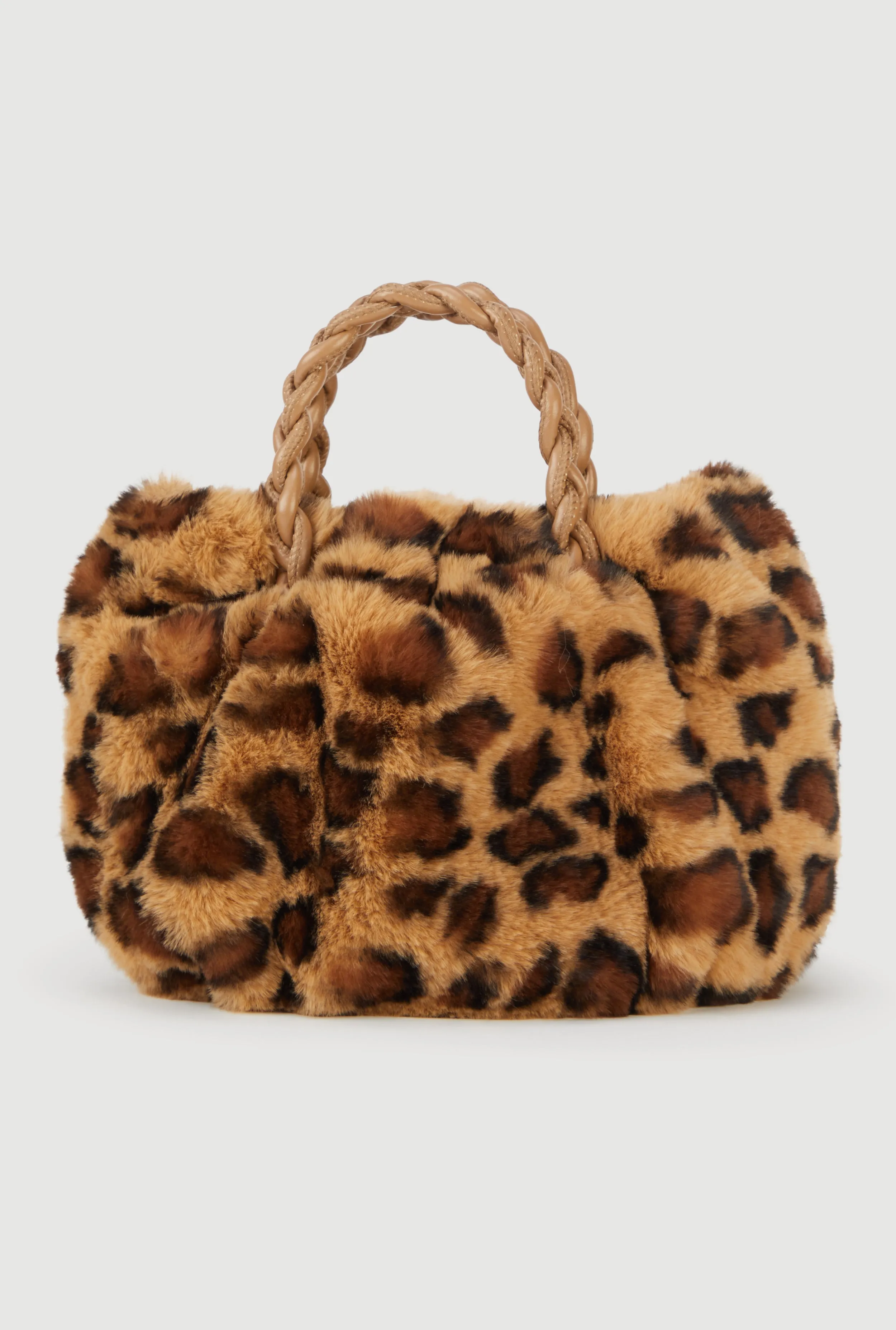 Faux Fur Braided Handle Bag with Adjustable Shoulder Strap sold by Rainbow