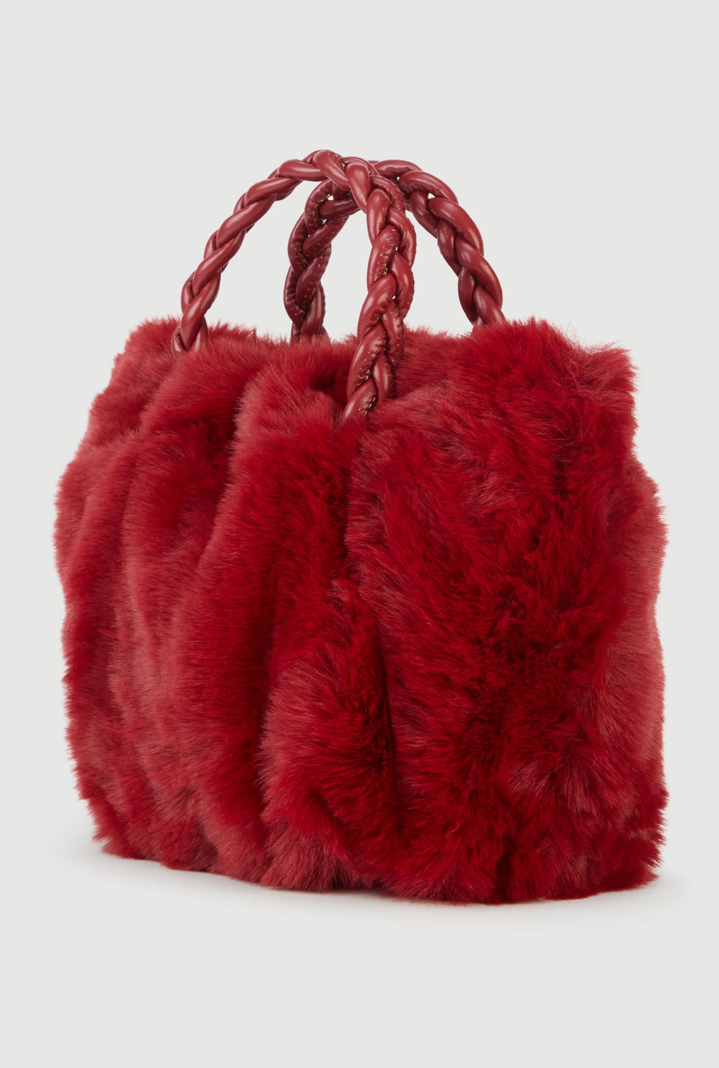 Faux Fur Braided Handle Bag with Adjustable Shoulder Strap sold by Rainbow product image thumbnail 5