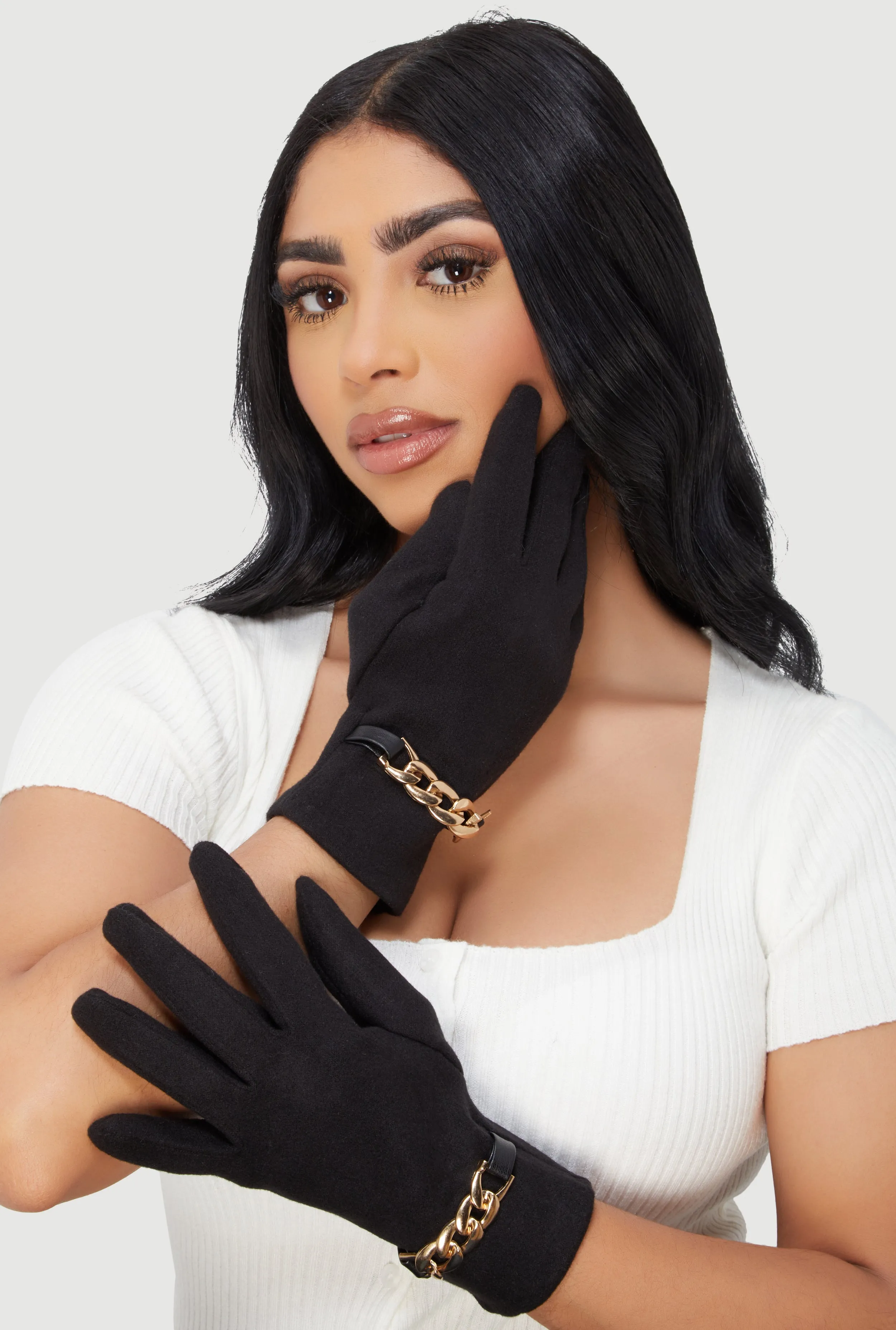 Metallic Chain Detail Gloves sold by Rainbow product image thumbnail 2