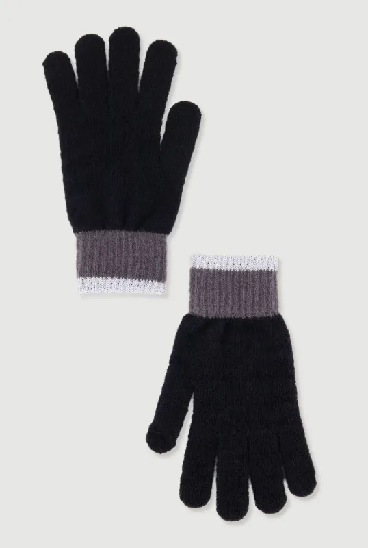 Color Blocked Lurex Trim Brushed Knit Gloves sold by Rainbow