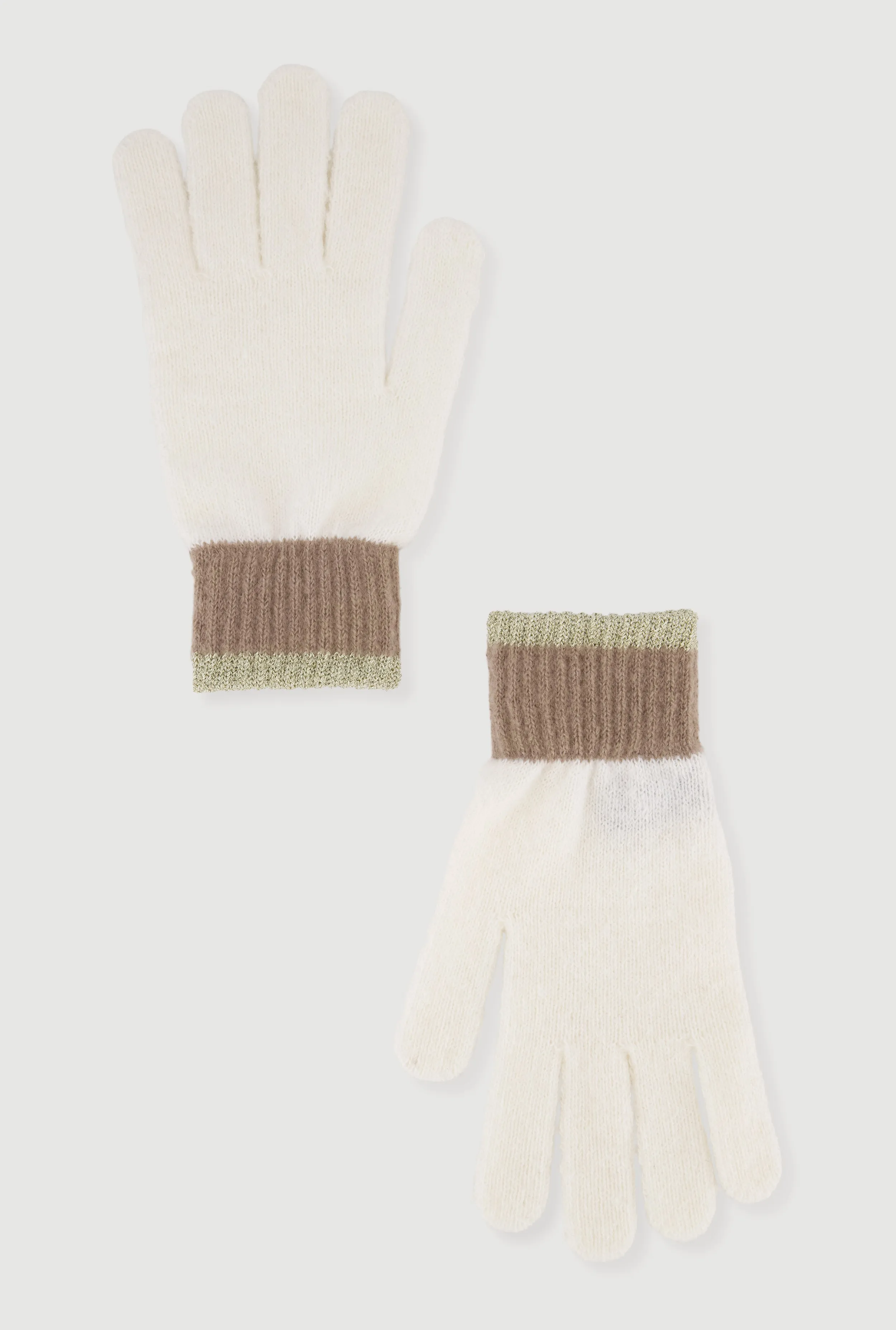 Color Blocked Lurex Trim Brushed Knit Gloves sold by Rainbow