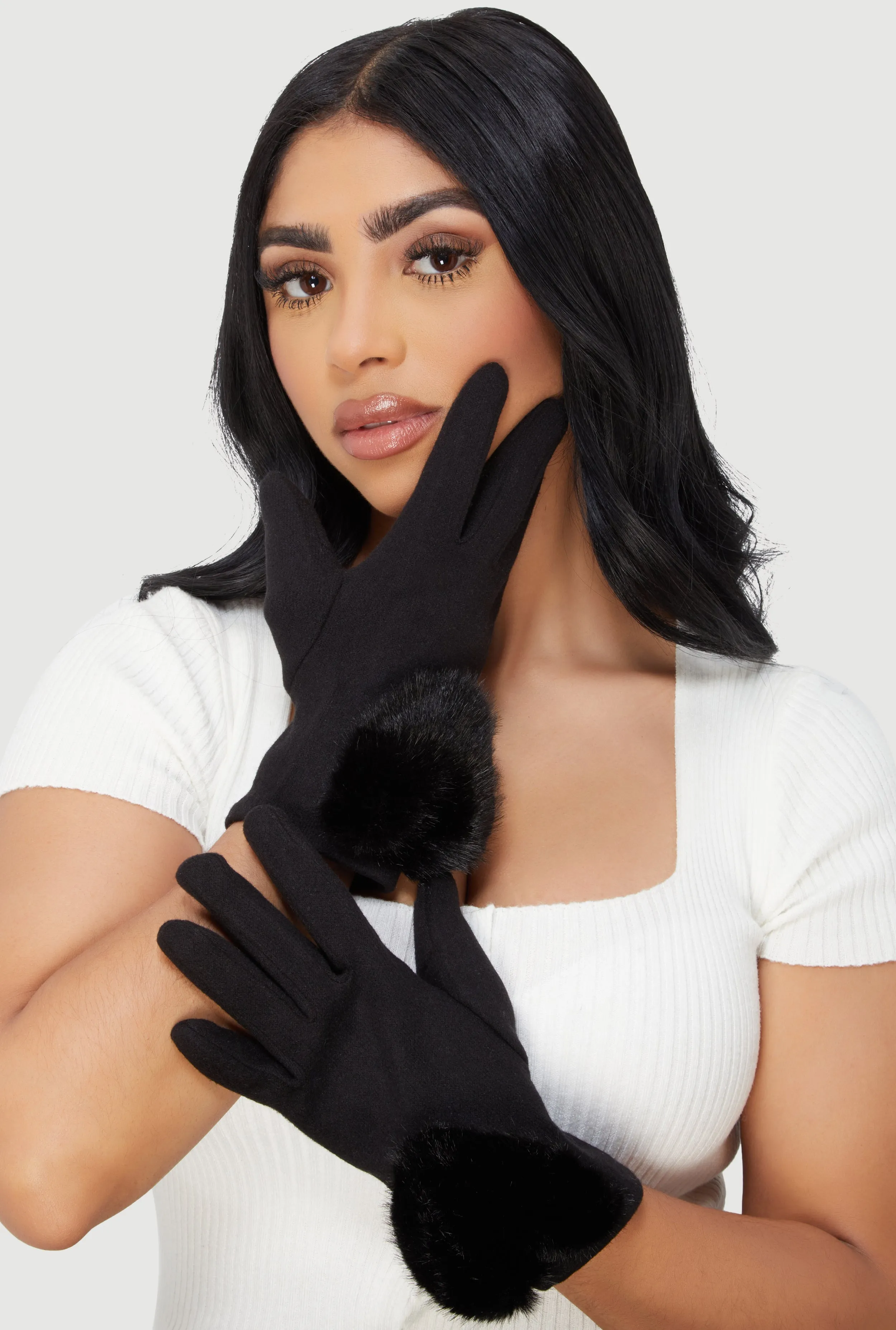 Gloves with Faux Fur Heart Detail sold by Rainbow product image thumbnail 2