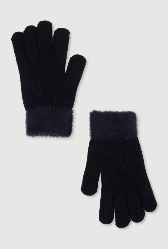 Gloves with Eyelash Knit Cuff sold by Rainbow