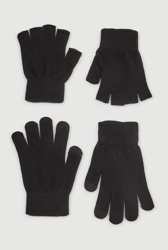 Fingerless and Full Finger Texting Gloves 2 Pack sold by Rainbow