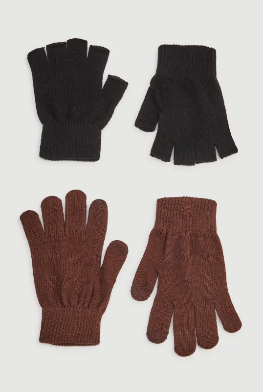 Fingerless and Full Finger Texting Gloves 2 Pack made by Rainbow