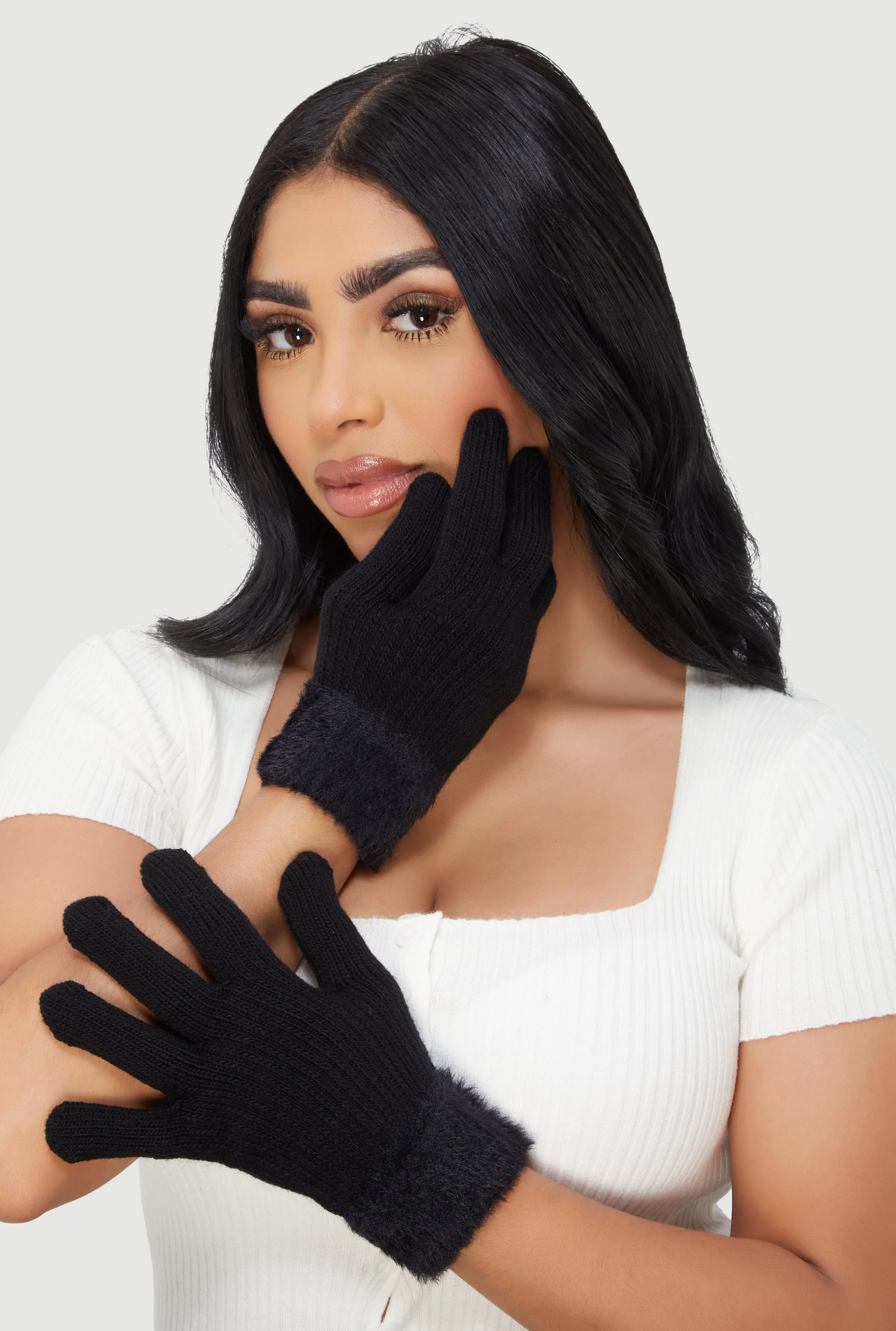 Gloves with Eyelash Knit Cuff sold by Rainbow product image thumbnail 2