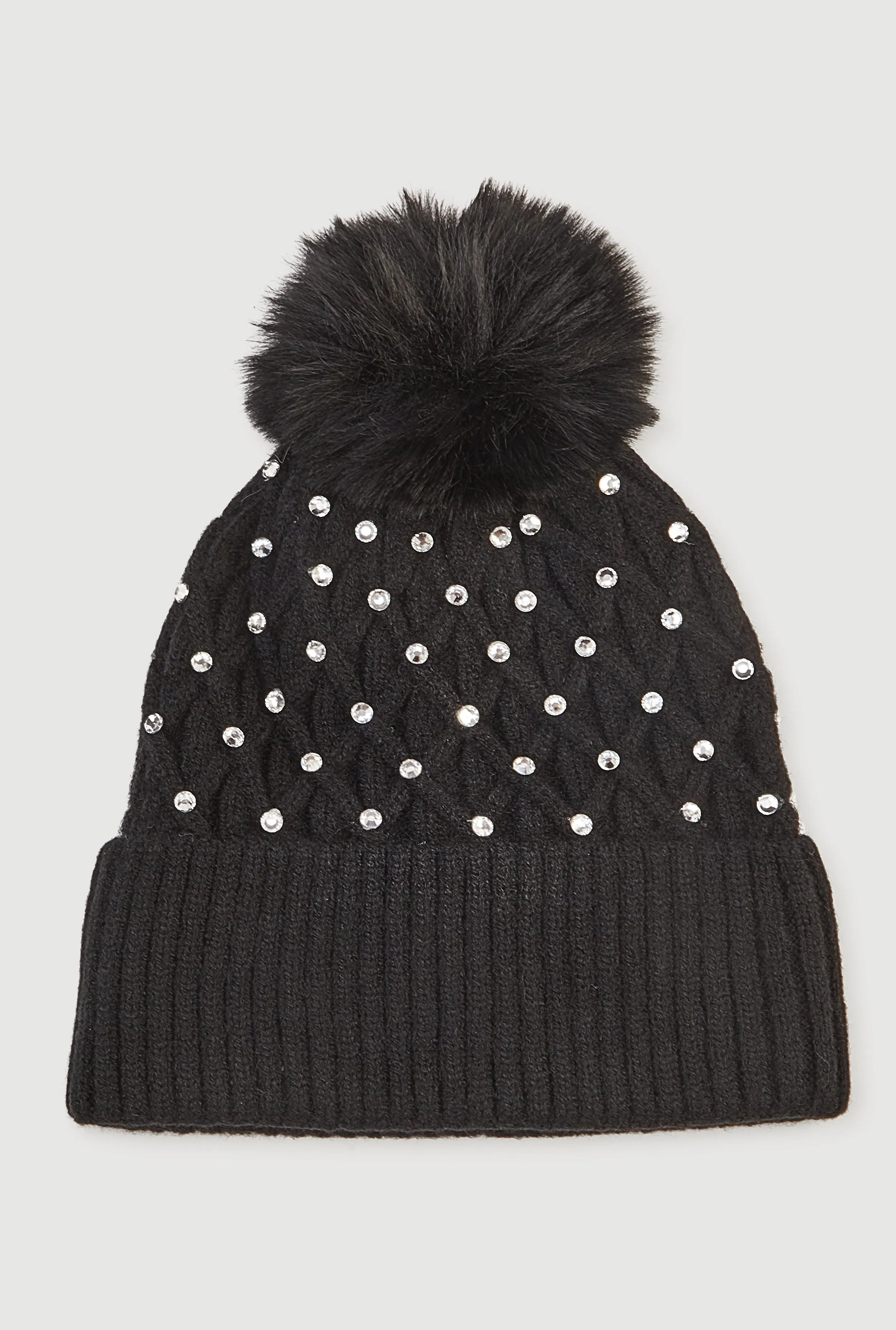 Rhinestone Pom Pom Beanie sold by Rainbow