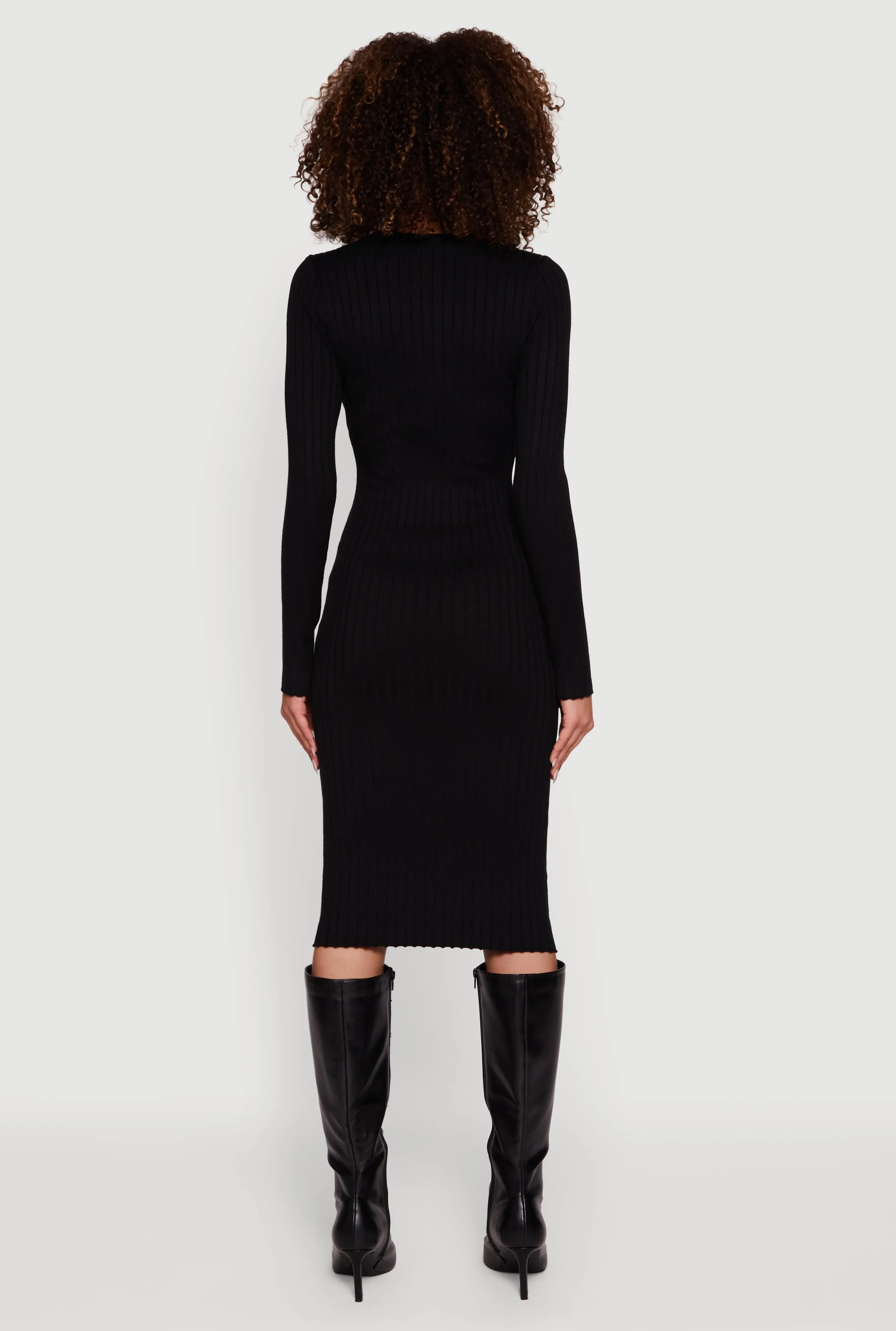 Ribbed Knit Midi Sweater Dress with Side Buttons sold by Rainbow product image thumbnail 5