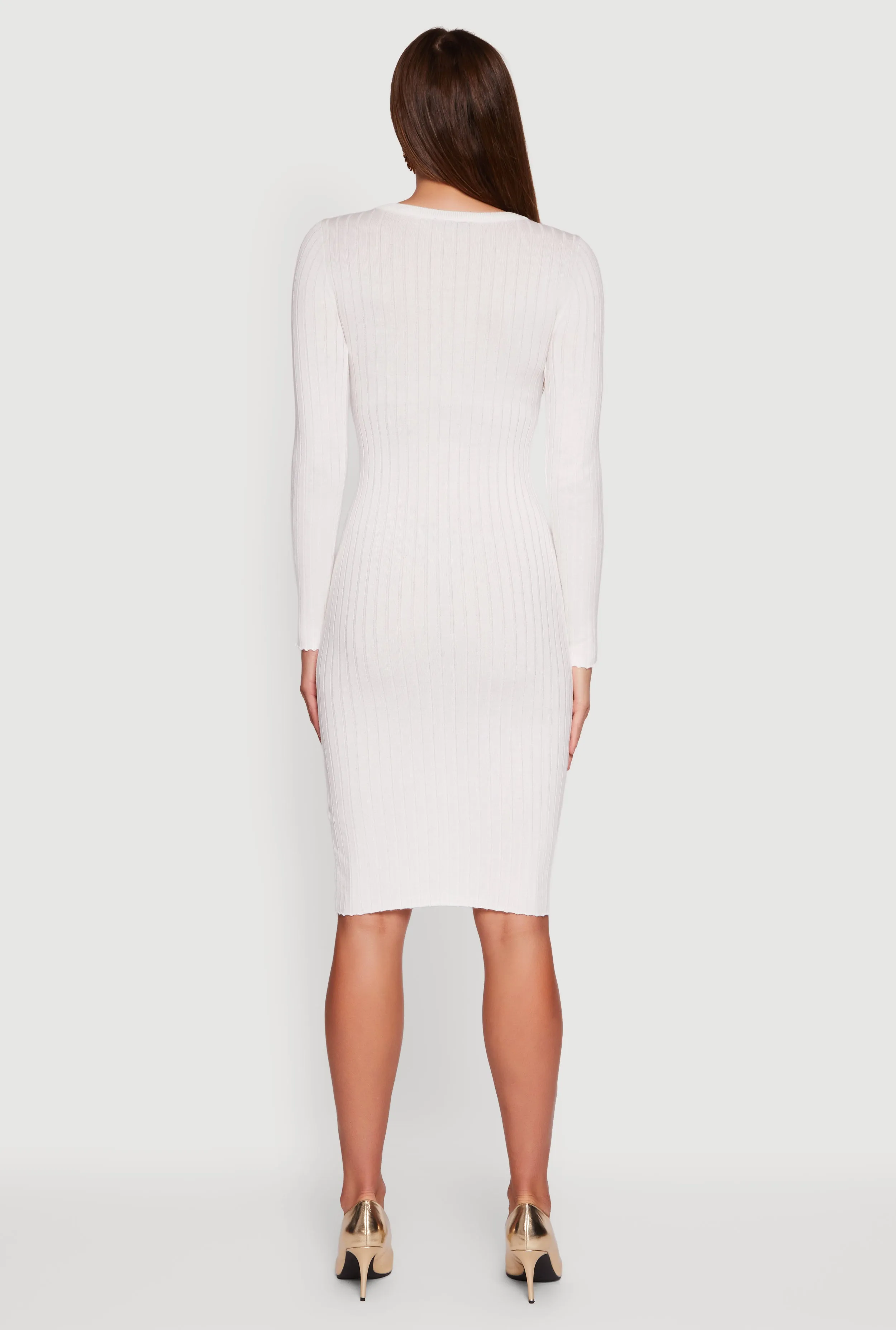Ribbed Knit Midi Sweater Dress with Side Buttons sold by Rainbow product image thumbnail 5