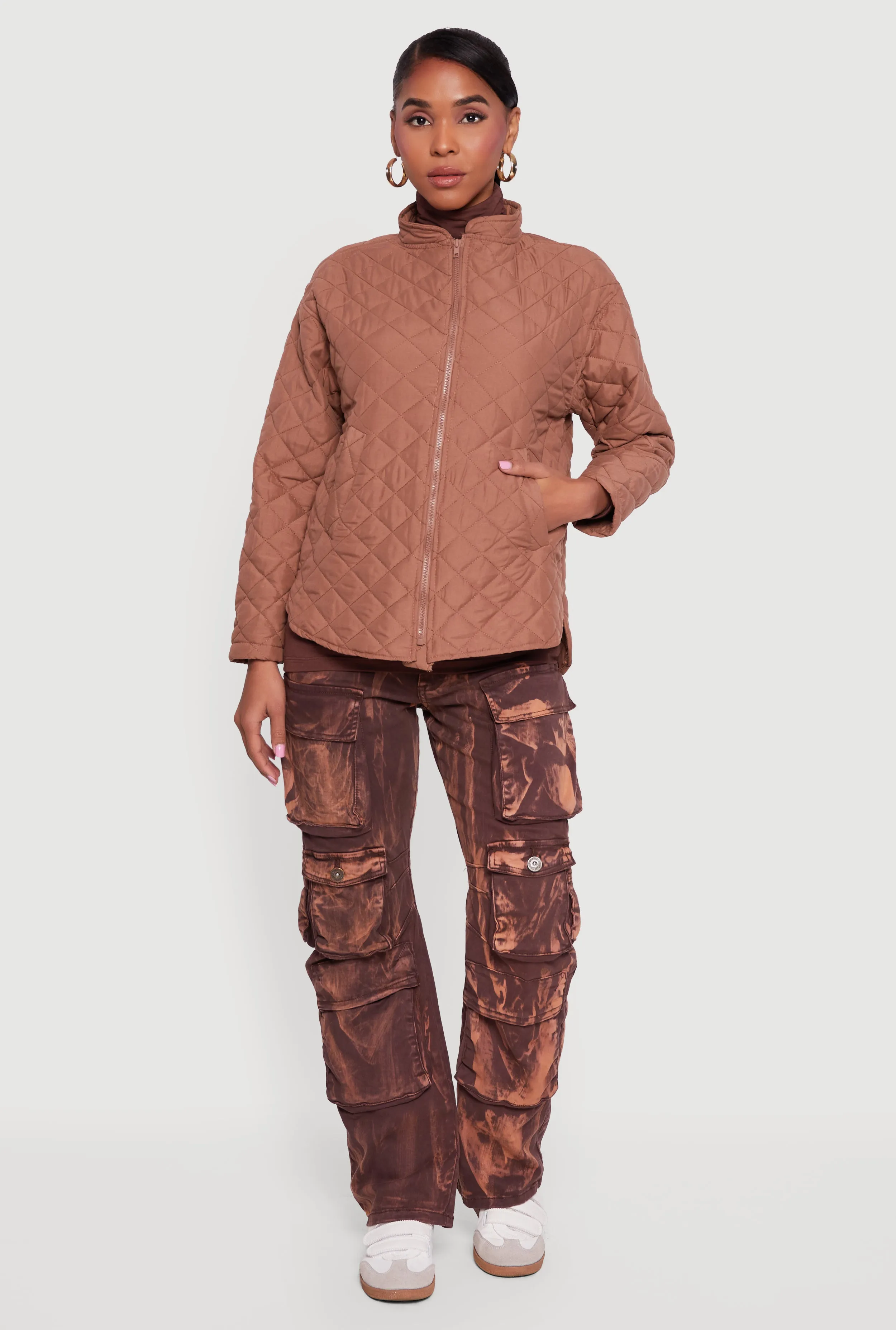 Long Sleeve Zip Front Quilted Jacket sold by Rainbow product image thumbnail 3