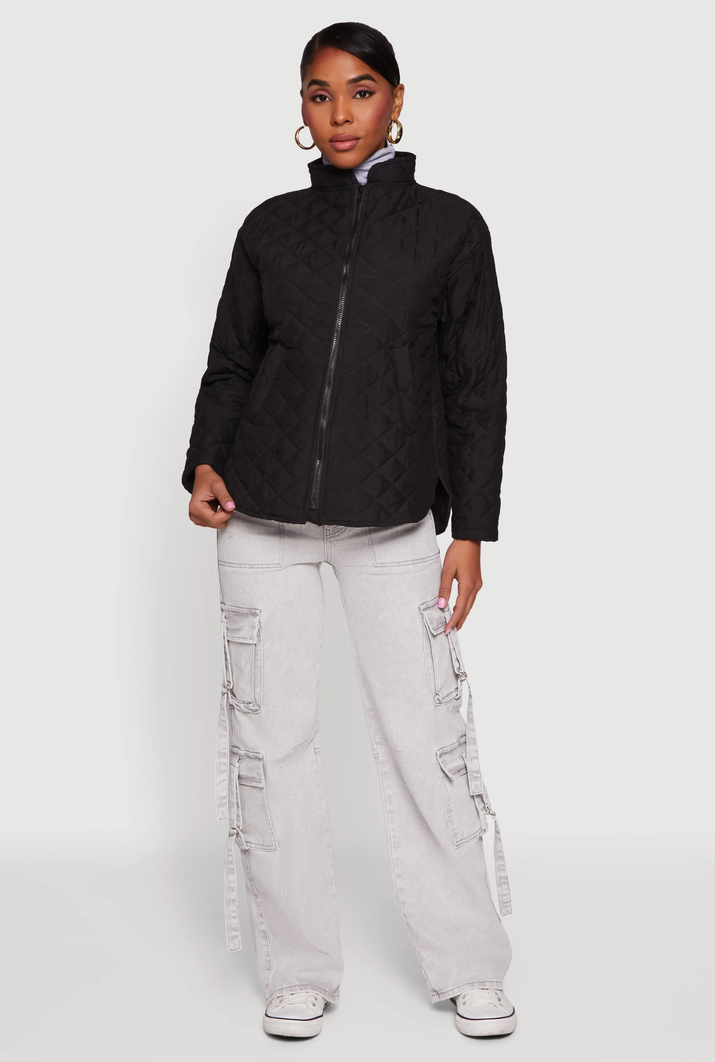 Long Sleeve Zip Front Quilted Jacket sold by Rainbow