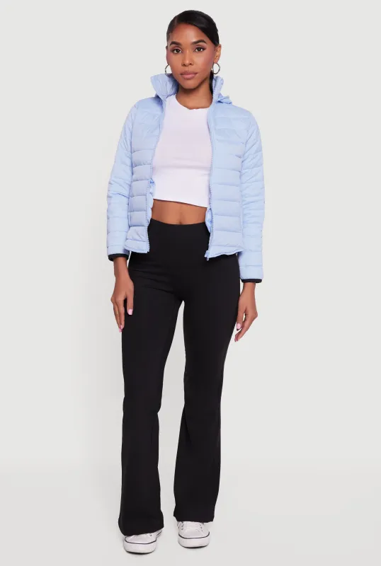 Nylon Hooded Quilted Puffer Jacket with Zip Pockets sold by Rainbow