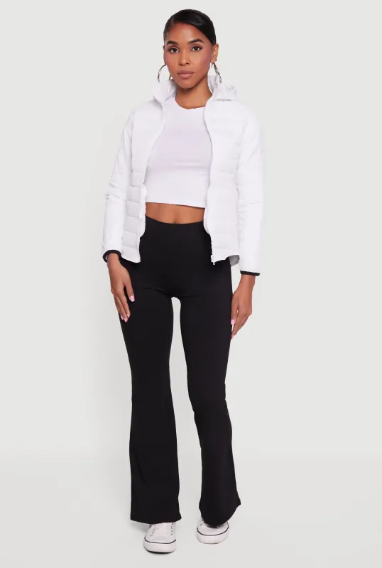 Nylon Hooded Quilted Puffer Jacket with Zip Pockets sold by Rainbow