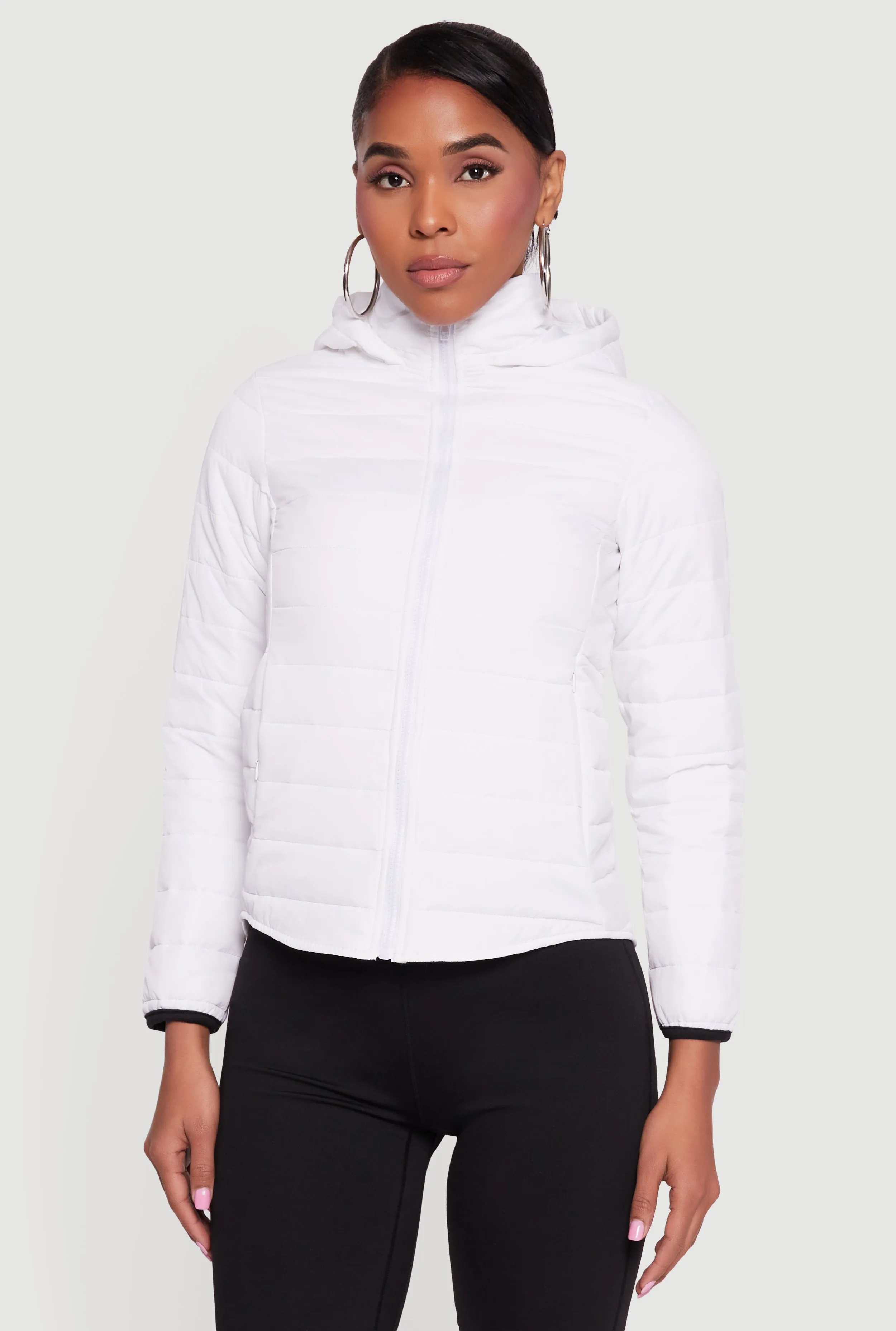 Nylon Hooded Quilted Puffer Jacket with Zip Pockets sold by Rainbow product image thumbnail 2