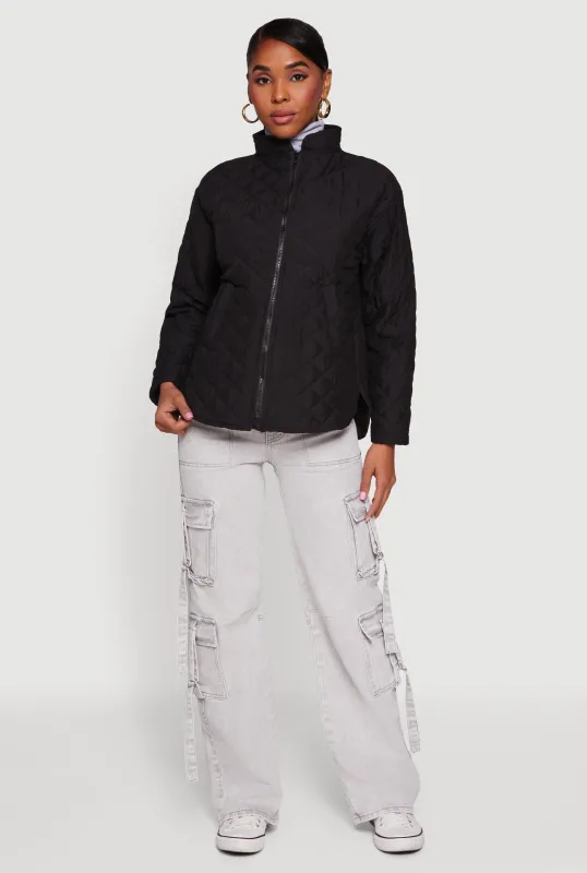 Long Sleeve Zip Front Quilted Jacket sold by Rainbow