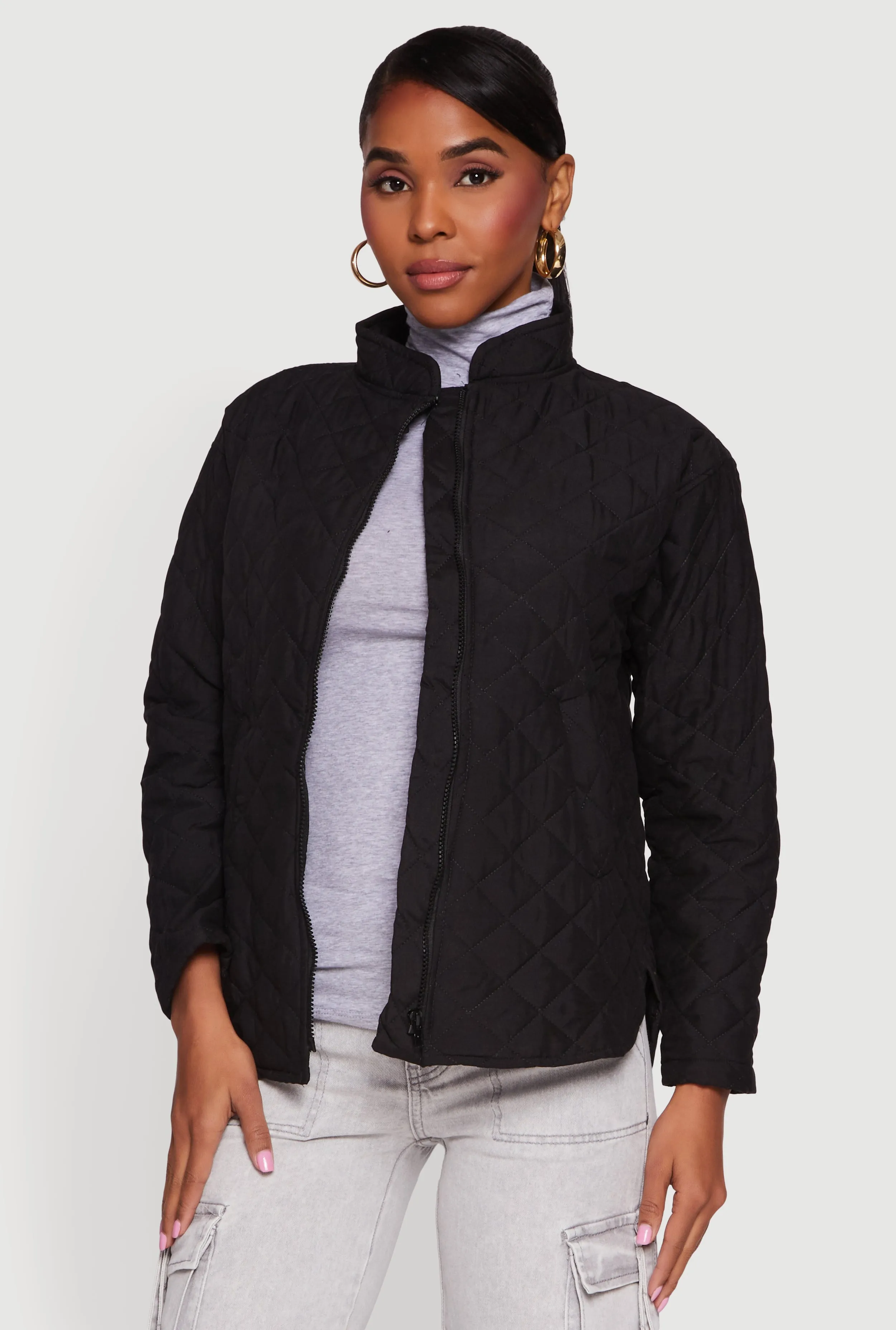 Long Sleeve Zip Front Quilted Jacket sold by Rainbow product image thumbnail 2
