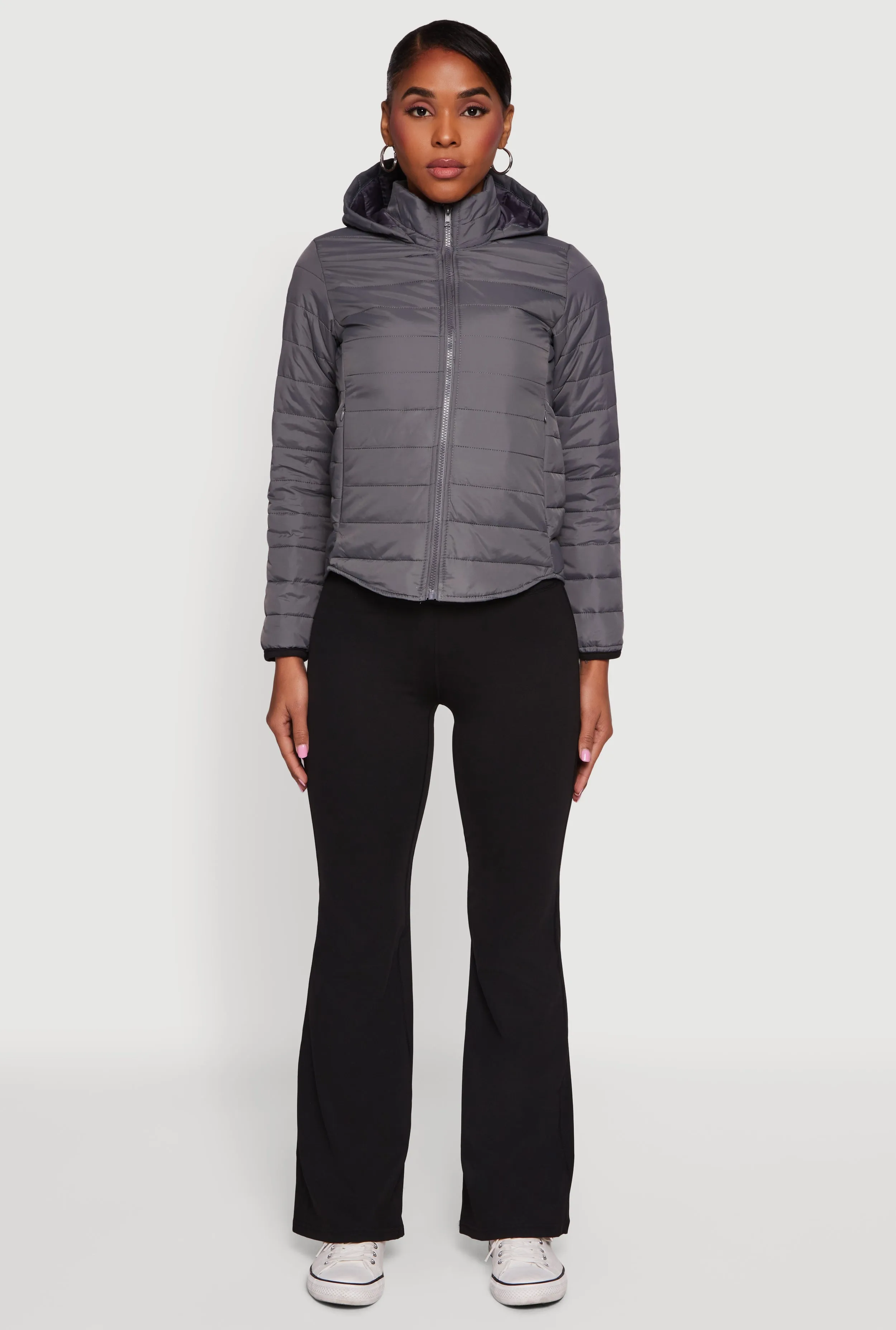 Nylon Hooded Quilted Puffer Jacket with Zip Pockets sold by Rainbow product image thumbnail 3