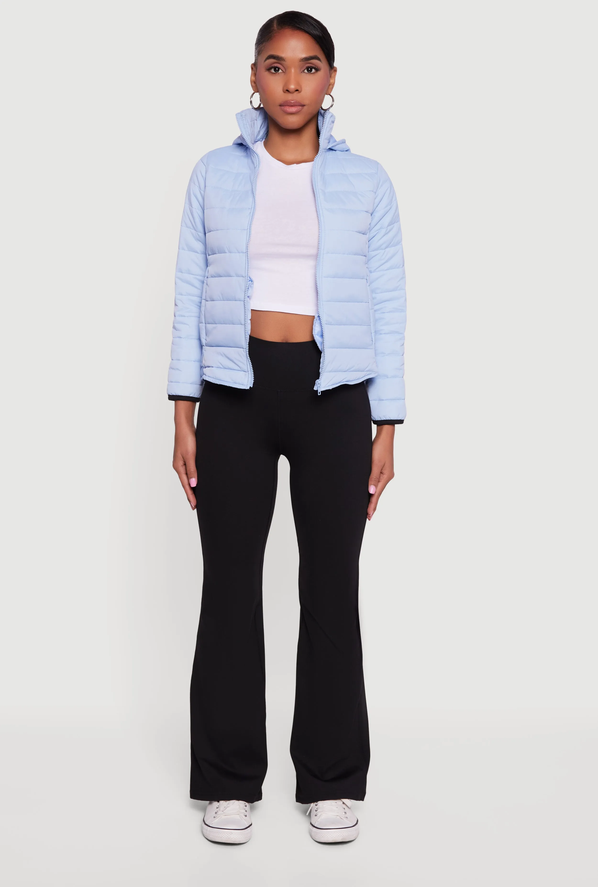 Nylon Hooded Quilted Puffer Jacket with Zip Pockets sold by Rainbow product image thumbnail 3