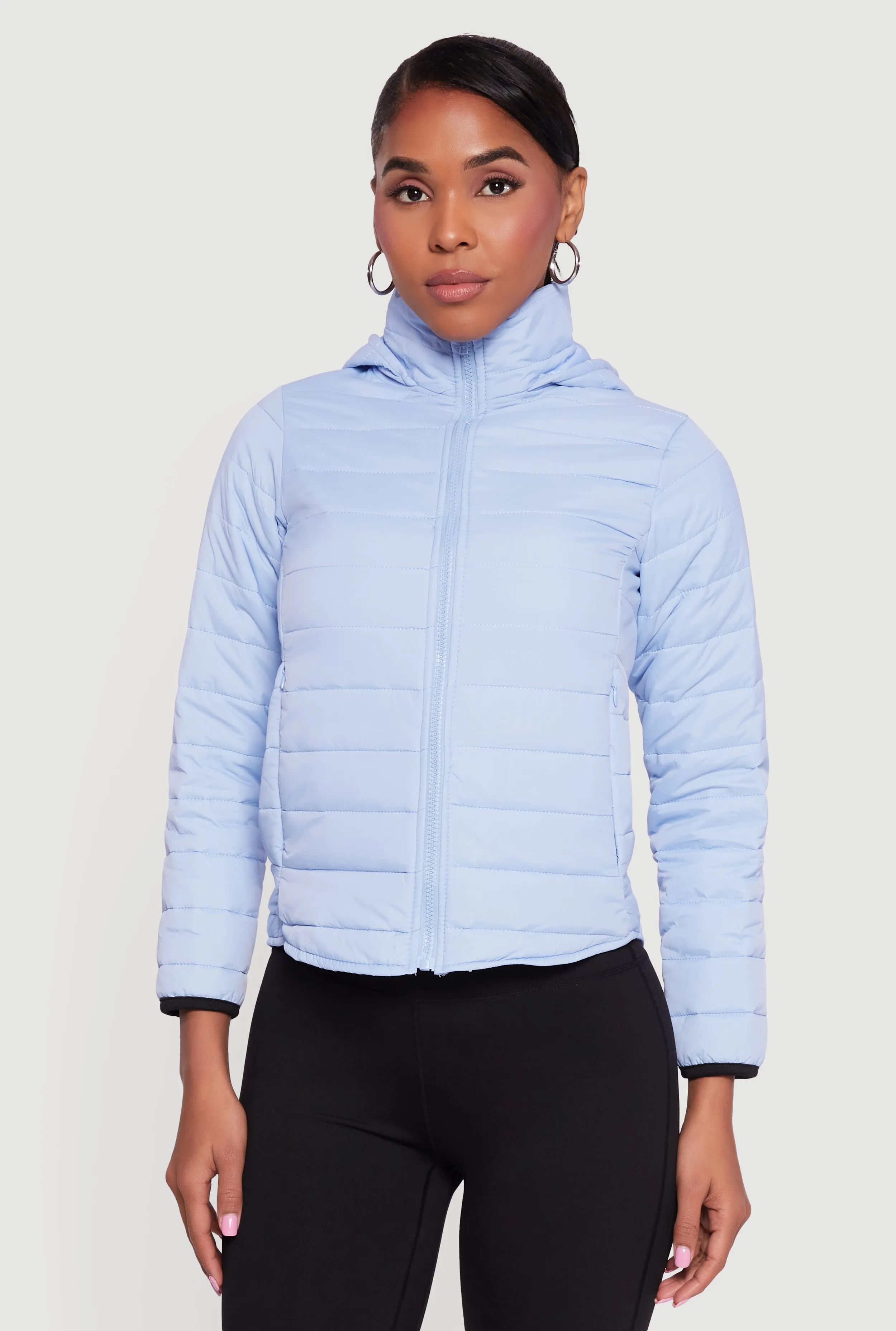 Nylon Hooded Quilted Puffer Jacket with Zip Pockets sold by Rainbow product image thumbnail 2