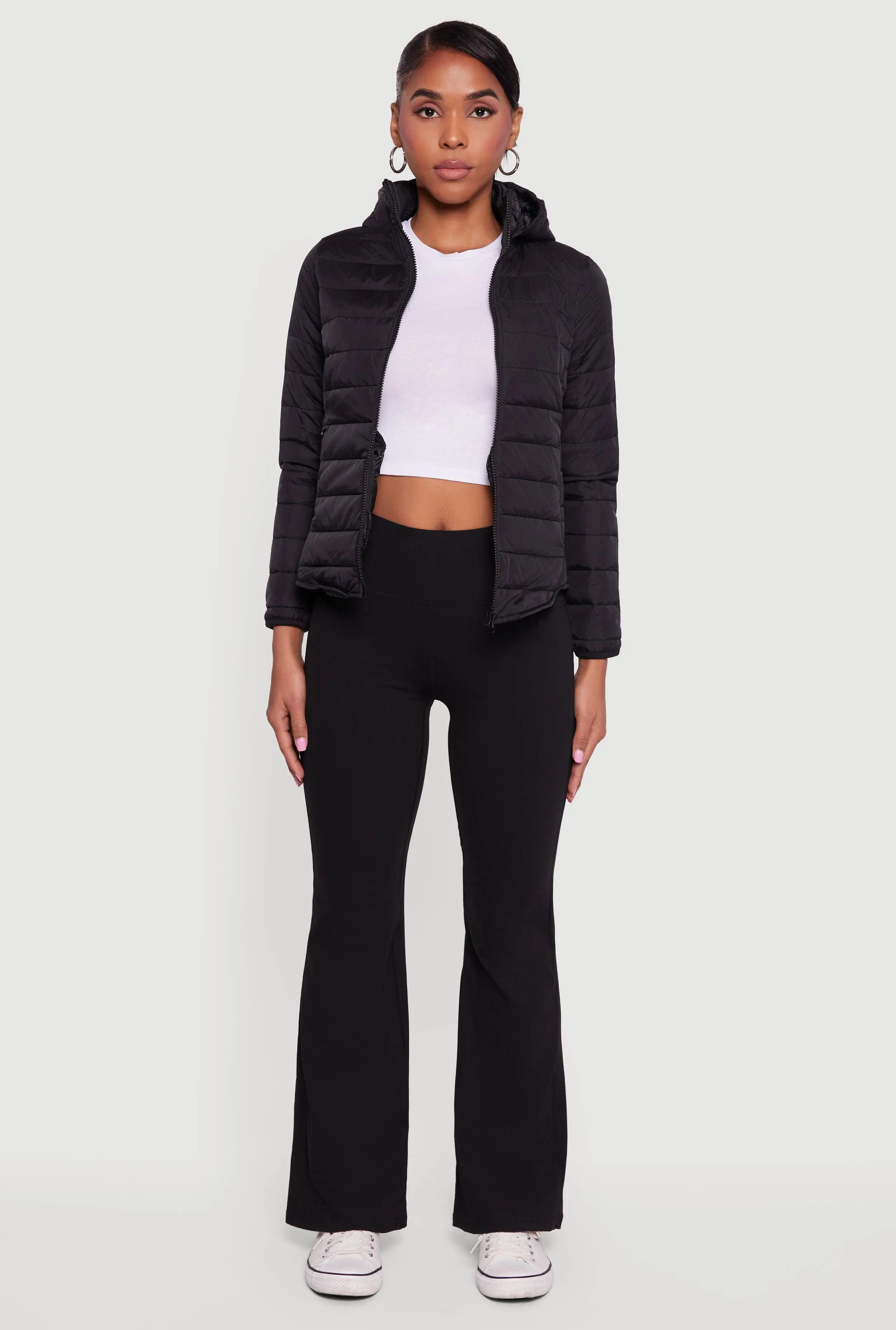 Nylon Hooded Quilted Puffer Jacket with Zip Pockets sold by Rainbow product image thumbnail 3