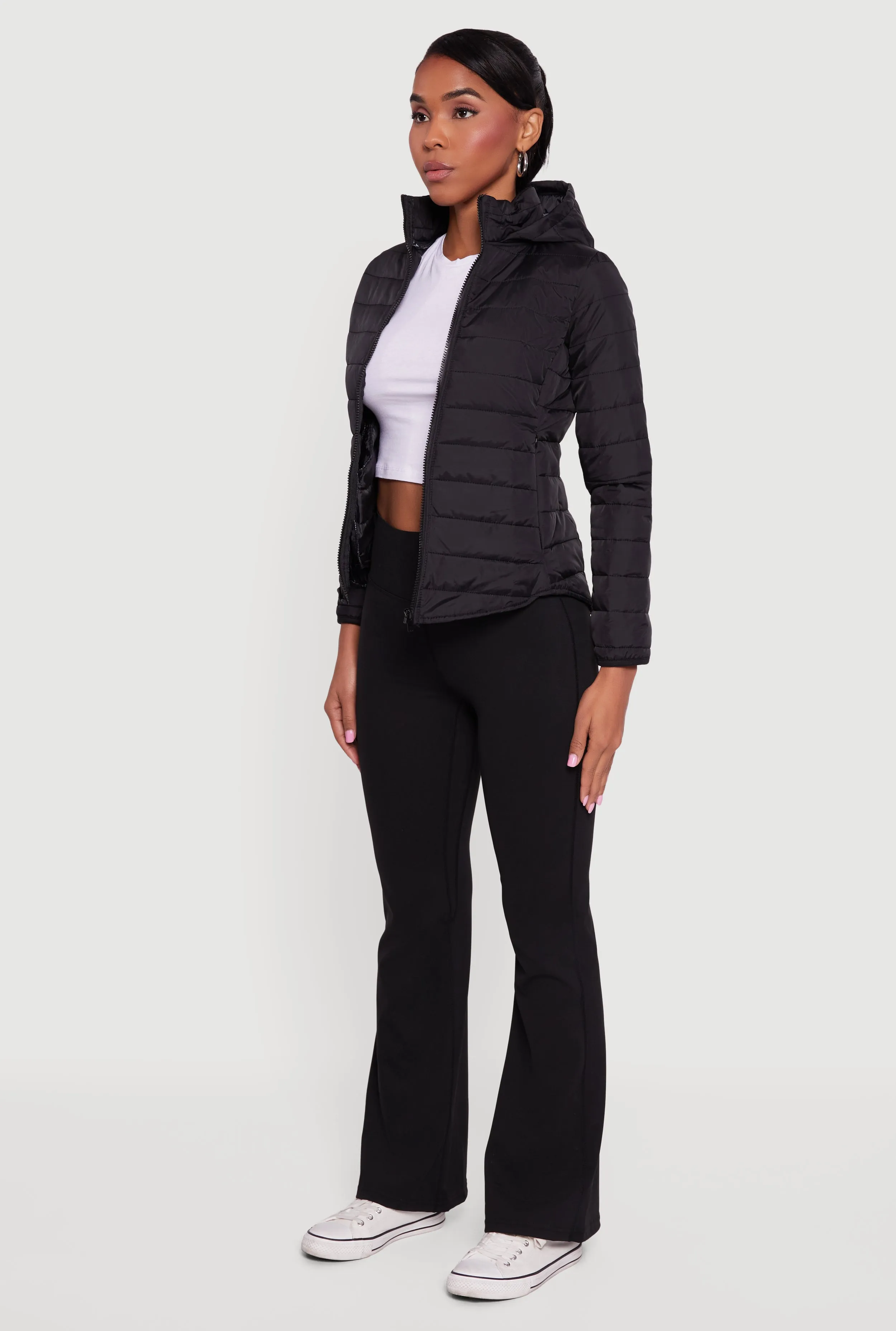 Nylon Hooded Quilted Puffer Jacket with Zip Pockets sold by Rainbow product image thumbnail 5