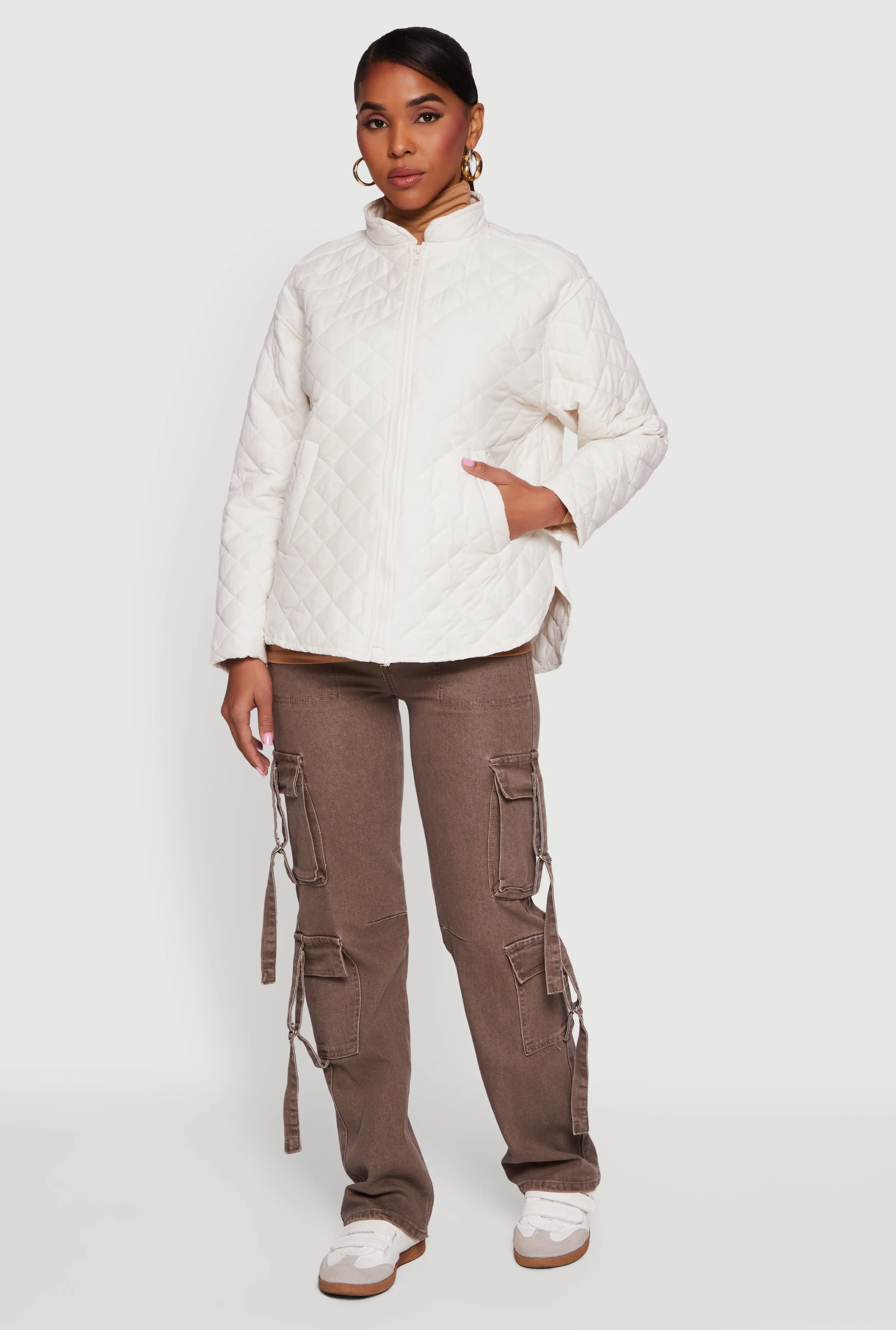 Long Sleeve Zip Front Quilted Jacket sold by Rainbow